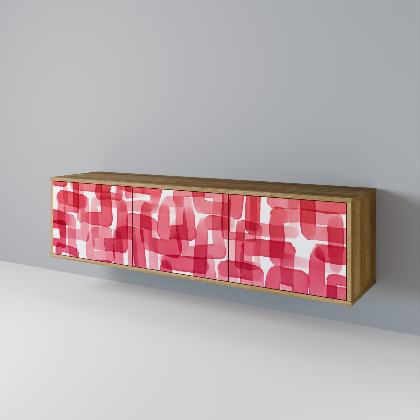 KALEIDOSCOPIC CUBISM 3-Door TV Stand in Oak Effect