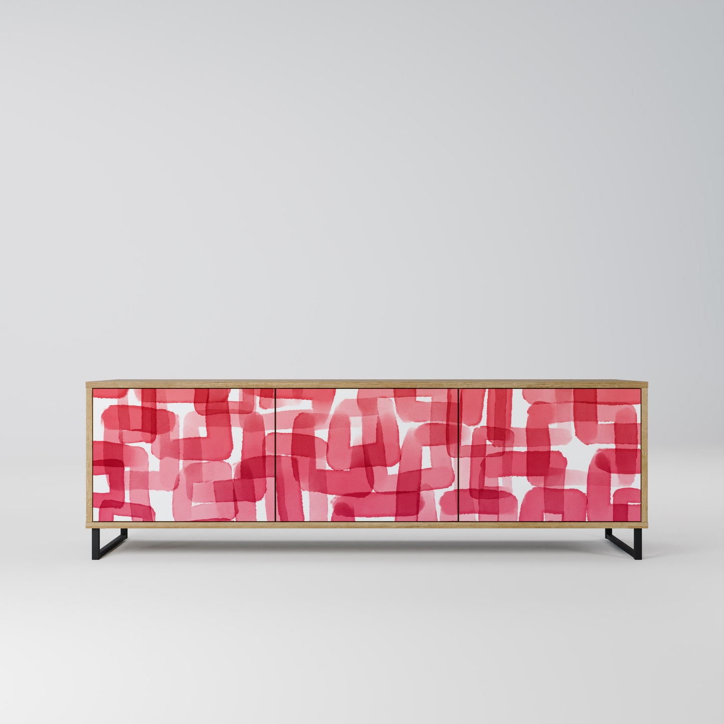 KALEIDOSCOPIC CUBISM 3-Door TV Stand in Oak Effect
