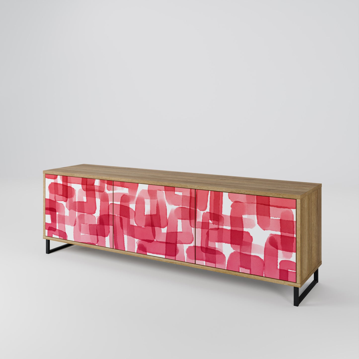 KALEIDOSCOPIC CUBISM 3-Door TV Stand in Oak Effect
