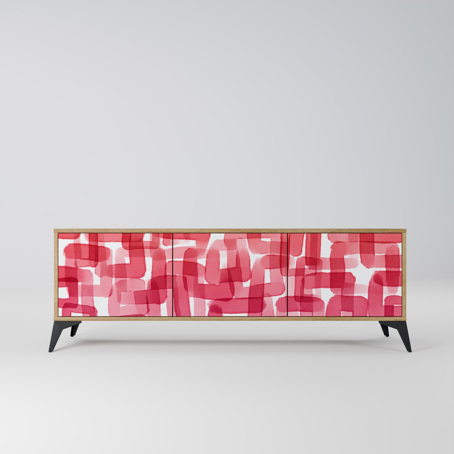 KALEIDOSCOPIC CUBISM 3-Door TV Stand in Oak Effect