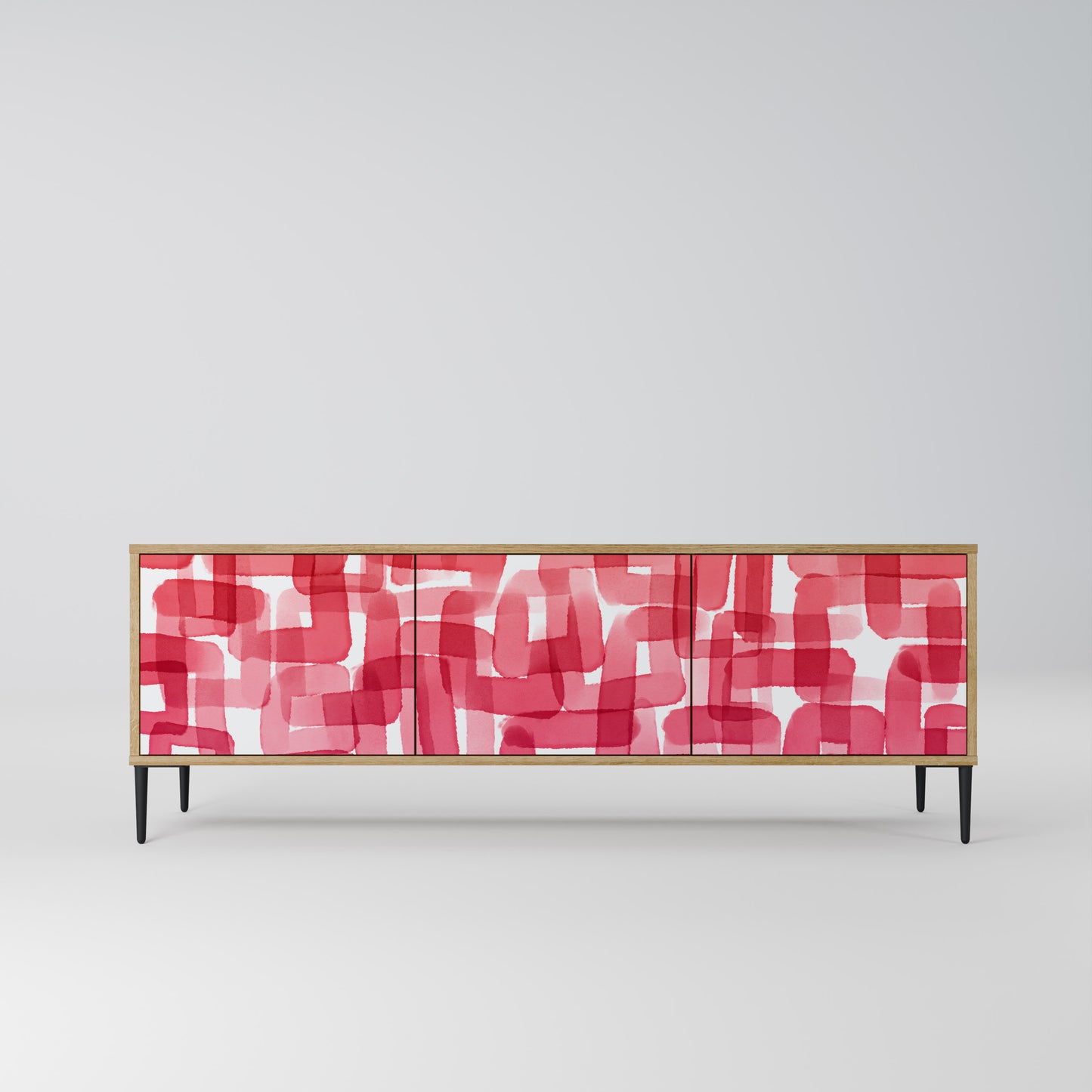 KALEIDOSCOPIC CUBISM 3-Door TV Stand in Oak Effect