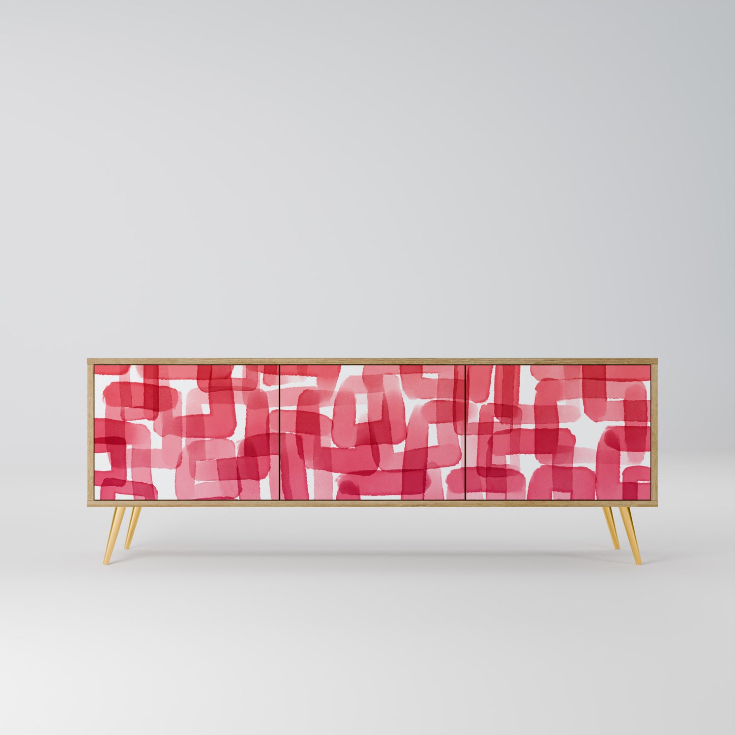 KALEIDOSCOPIC CUBISM 3-Door TV Stand in Oak Effect