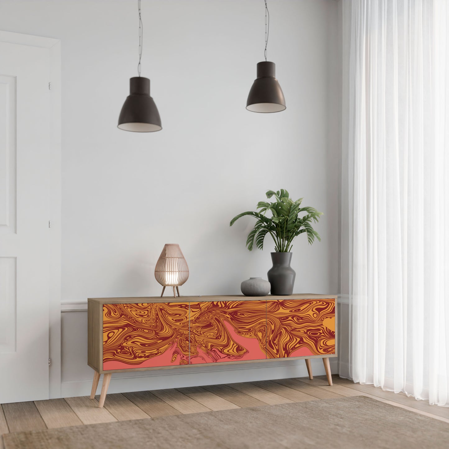 FLOATING THOUGHTS 3-Door TV Stand in Oak Effect