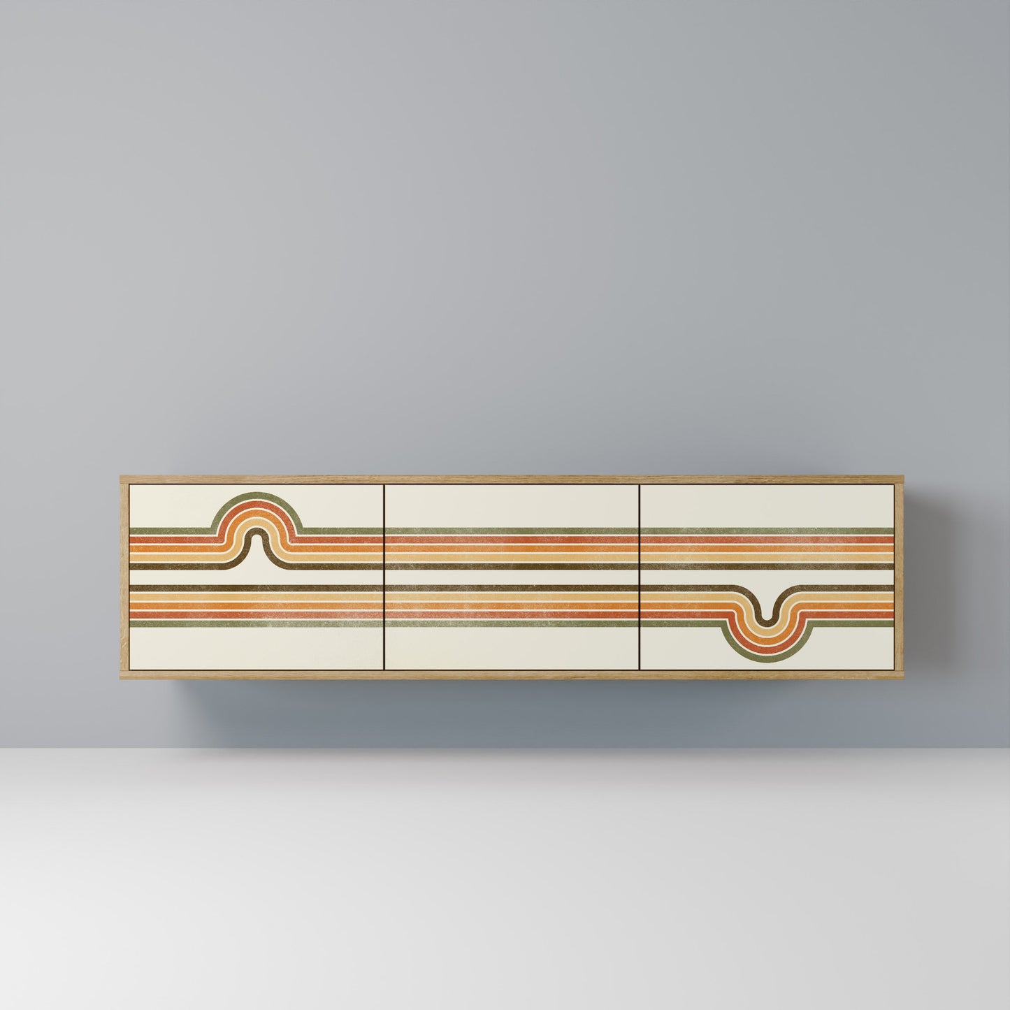 EXCEPTIONAL STREAM 3-Door TV Stand in Oak Effect