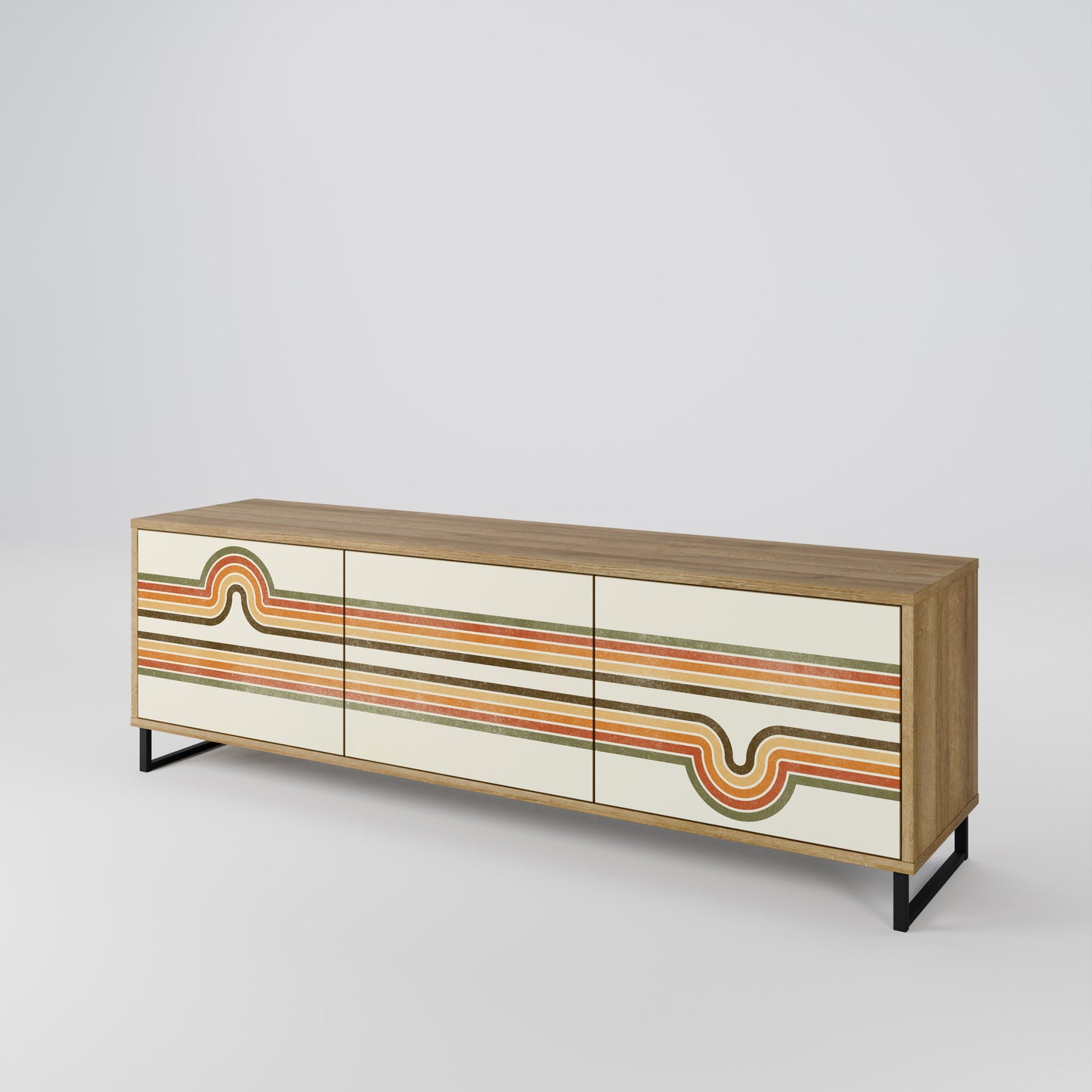 EXCEPTIONAL STREAM 3-Door TV Stand in Oak Effect