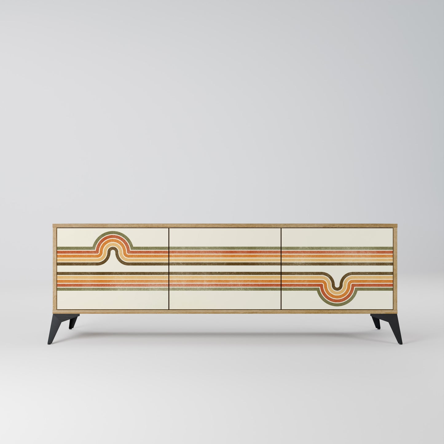 EXCEPTIONAL STREAM 3-Door TV Stand in Oak Effect