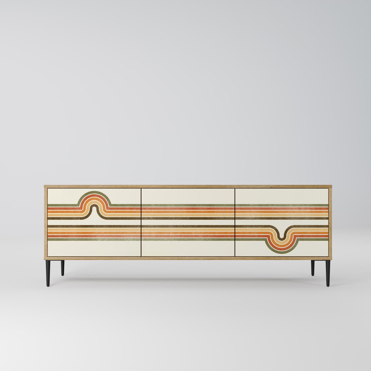 EXCEPTIONAL STREAM 3-Door TV Stand in Oak Effect