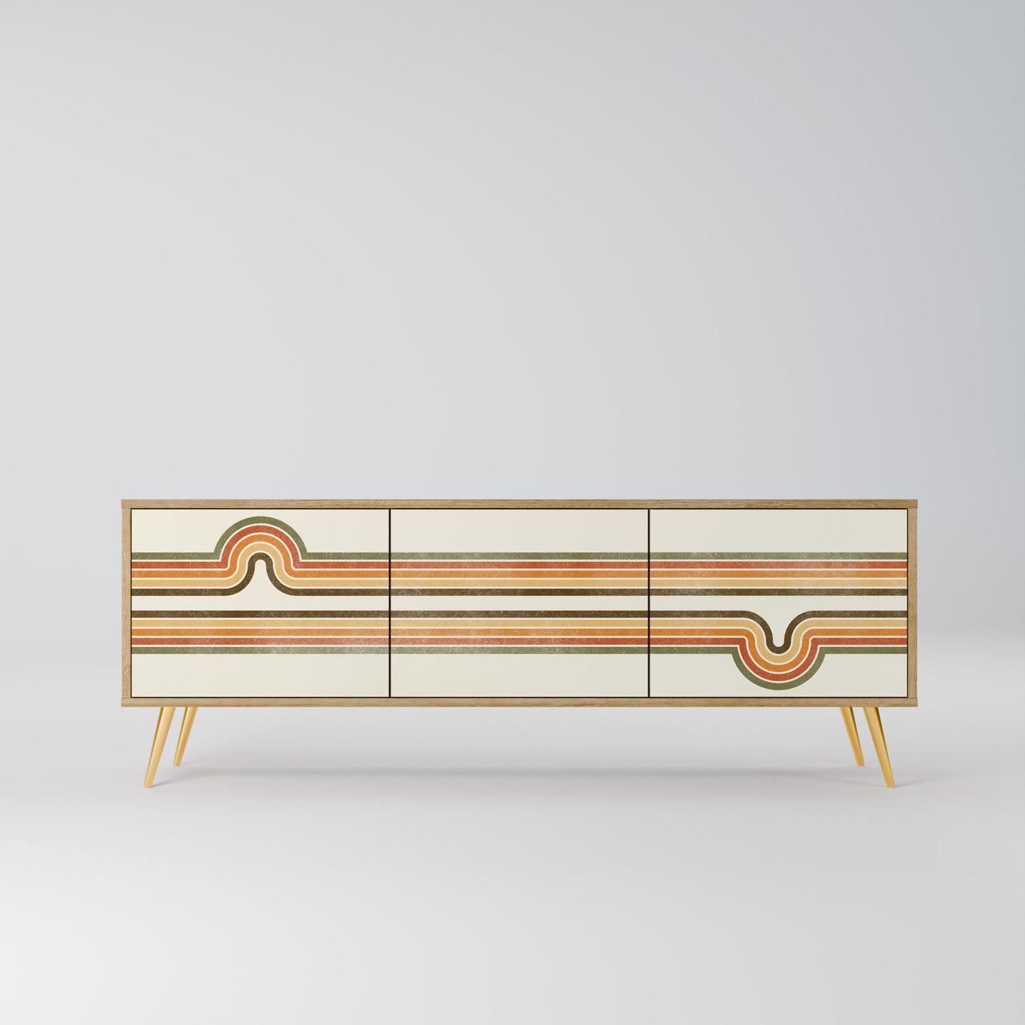 EXCEPTIONAL STREAM 3-Door TV Stand in Oak Effect
