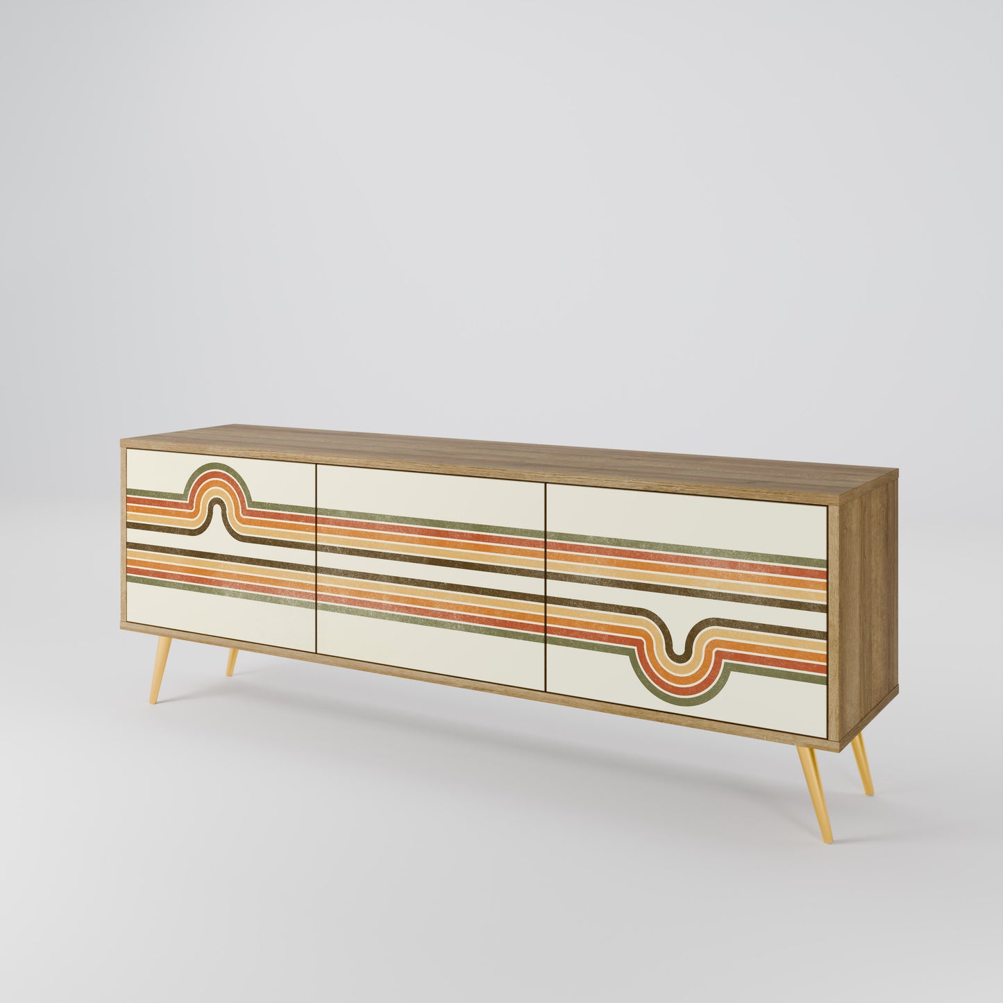 EXCEPTIONAL STREAM 3-Door TV Stand in Oak Effect