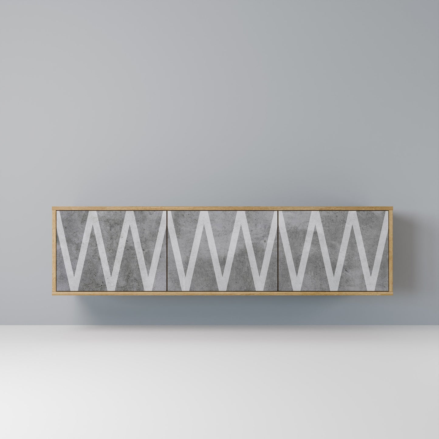 SOLID ZIG ZAG 3-Door TV Stand in Oak Effect