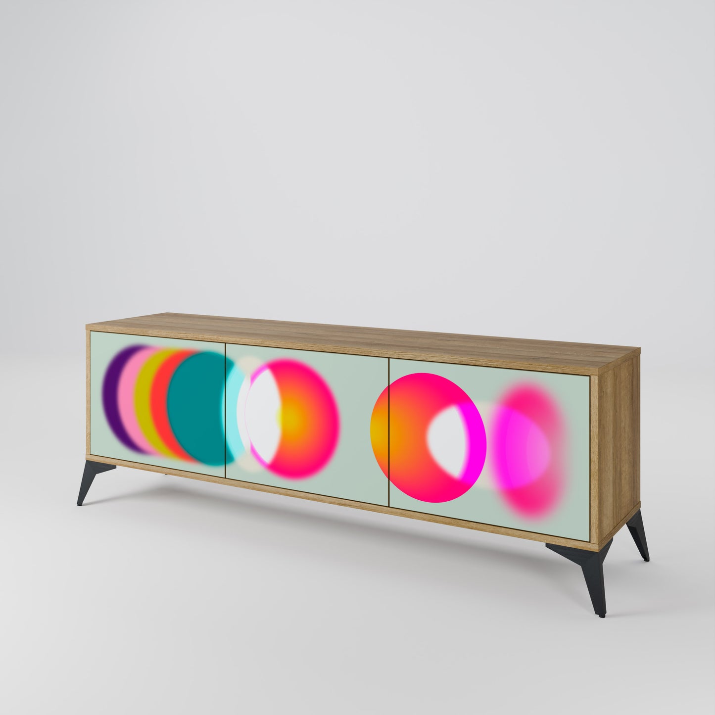 SYMPHONY OF COLORS 3-Door TV Stand in Oak Effect