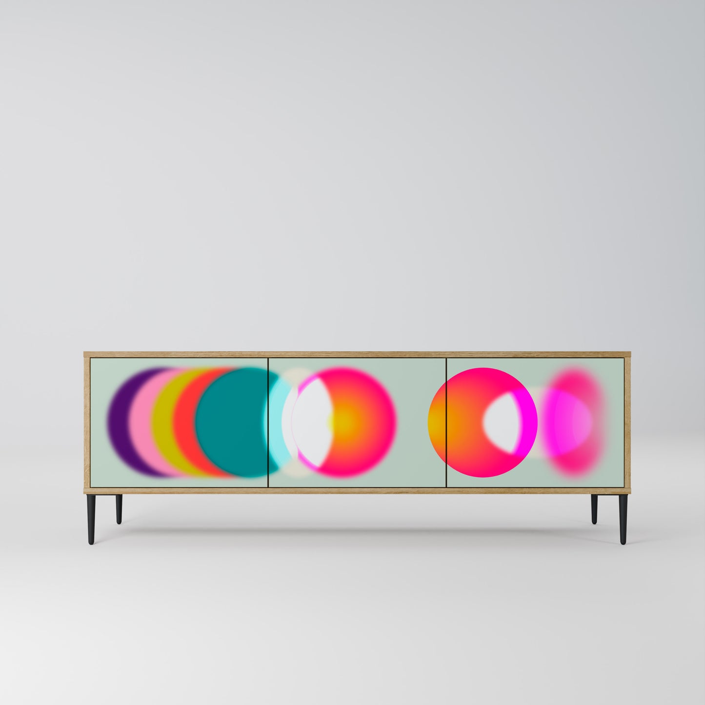 SYMPHONY OF COLORS 3-Door TV Stand in Oak Effect