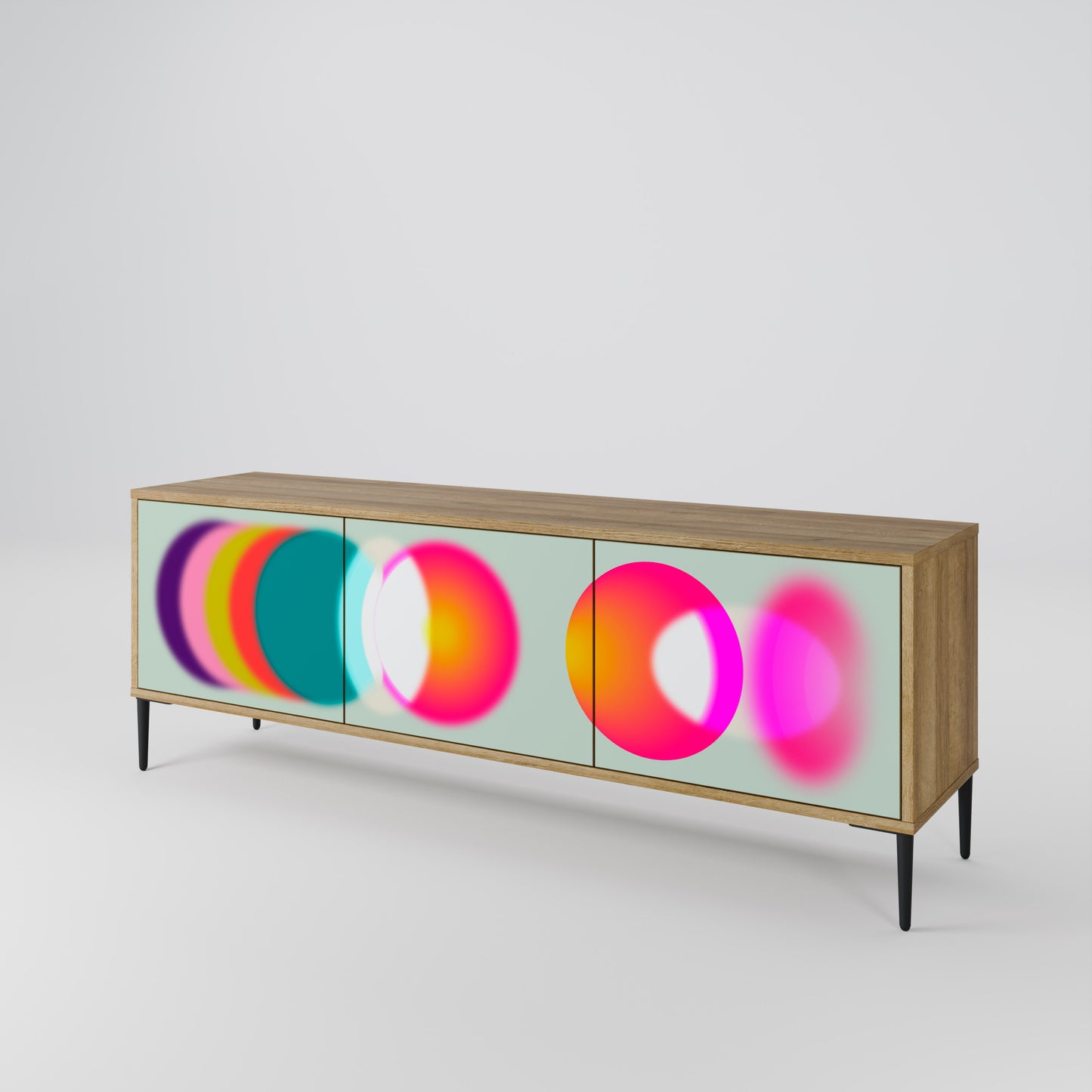 SYMPHONY OF COLORS 3-Door TV Stand in Oak Effect