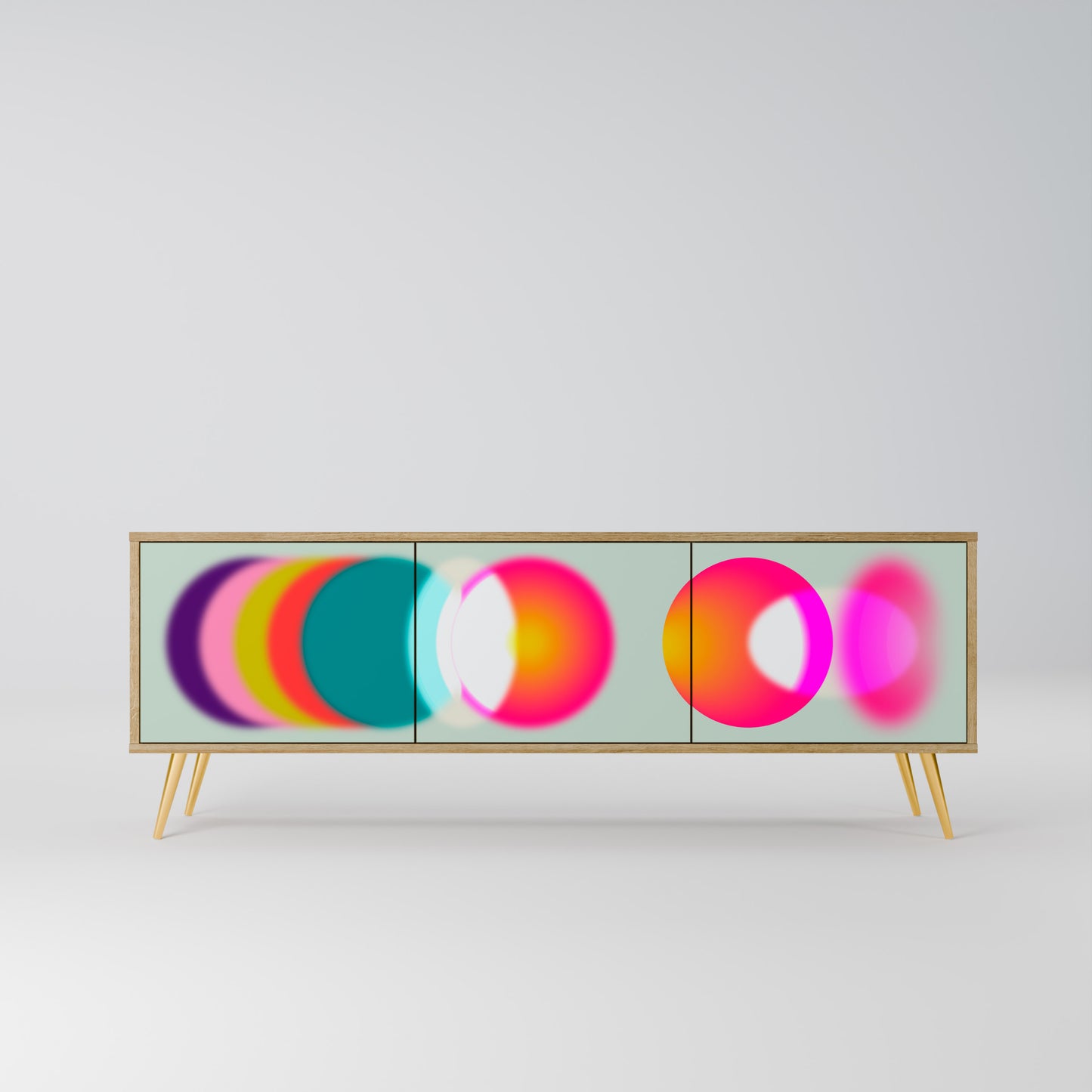 SYMPHONY OF COLORS 3-Door TV Stand in Oak Effect