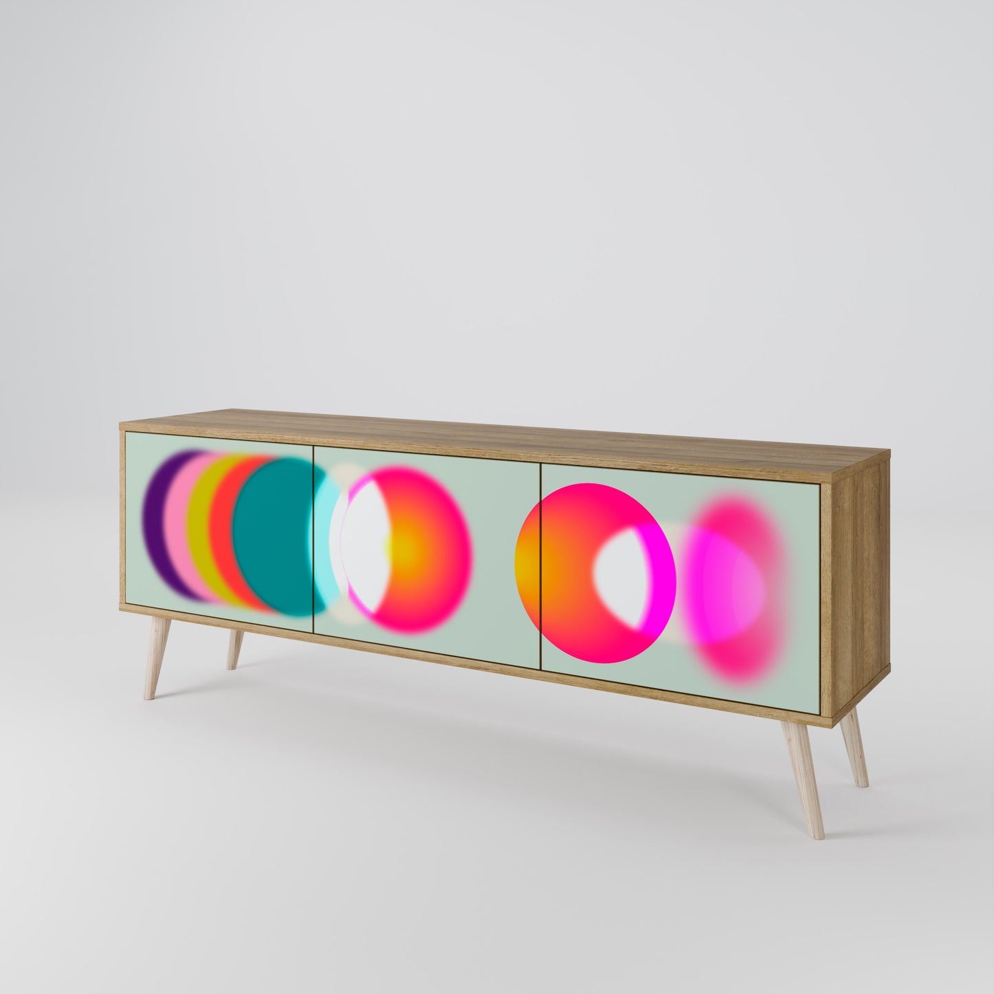 SYMPHONY OF COLORS 3-Door TV Stand in Oak Effect