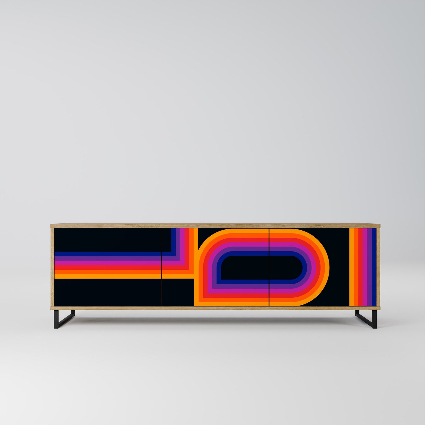 BLINDED BY THE LIGHTS 3-Door TV Stand in Oak Effect