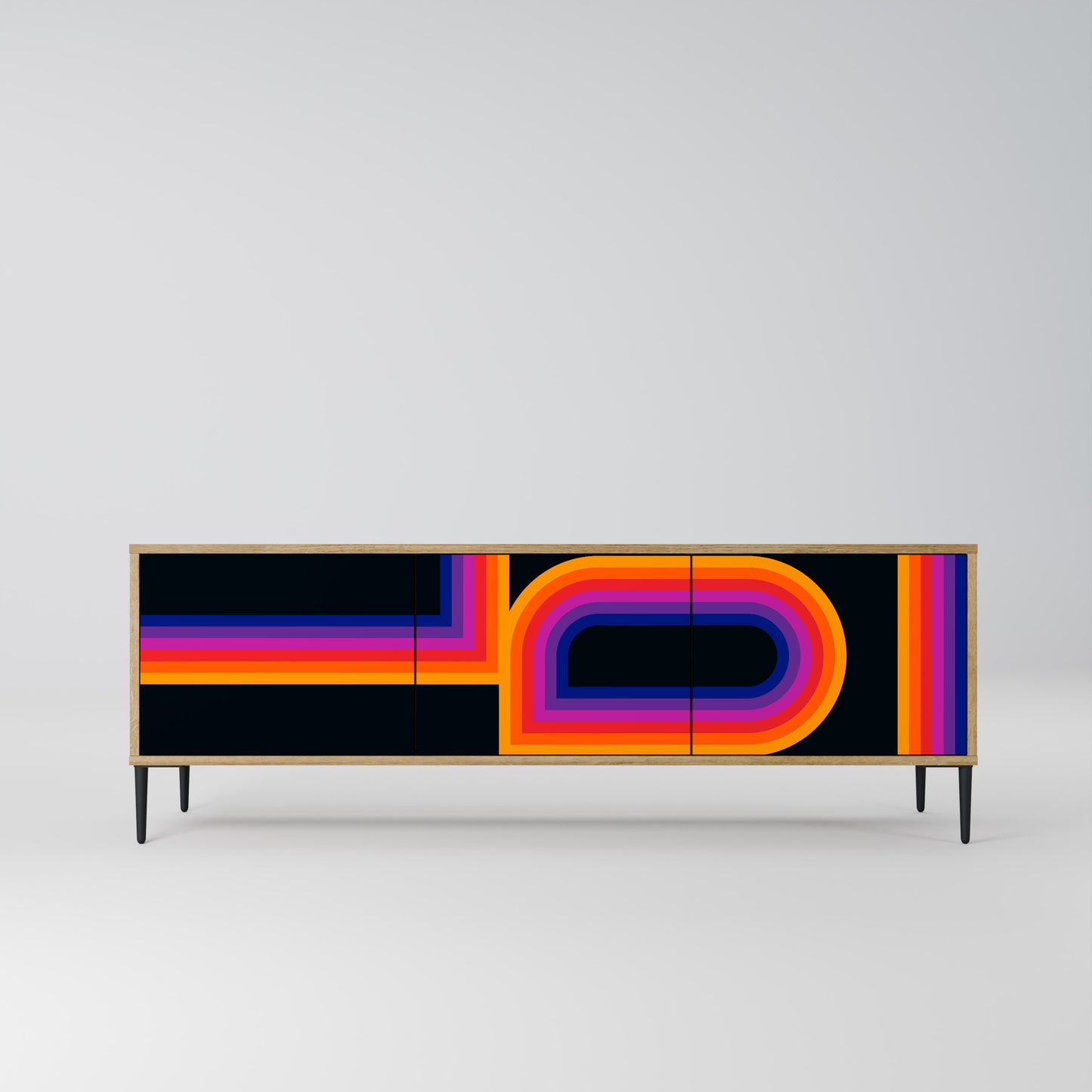 BLINDED BY THE LIGHTS 3-Door TV Stand in Oak Effect