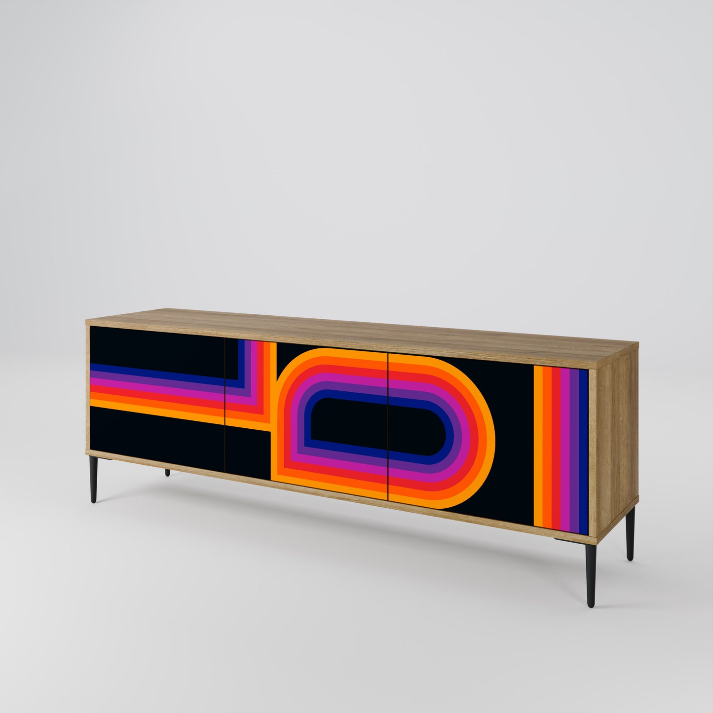 BLINDED BY THE LIGHTS 3-Door TV Stand in Oak Effect