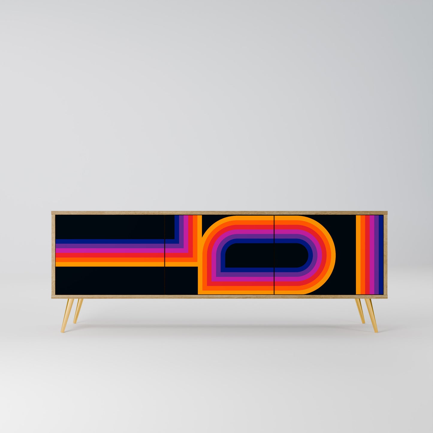 BLINDED BY THE LIGHTS 3-Door TV Stand in Oak Effect