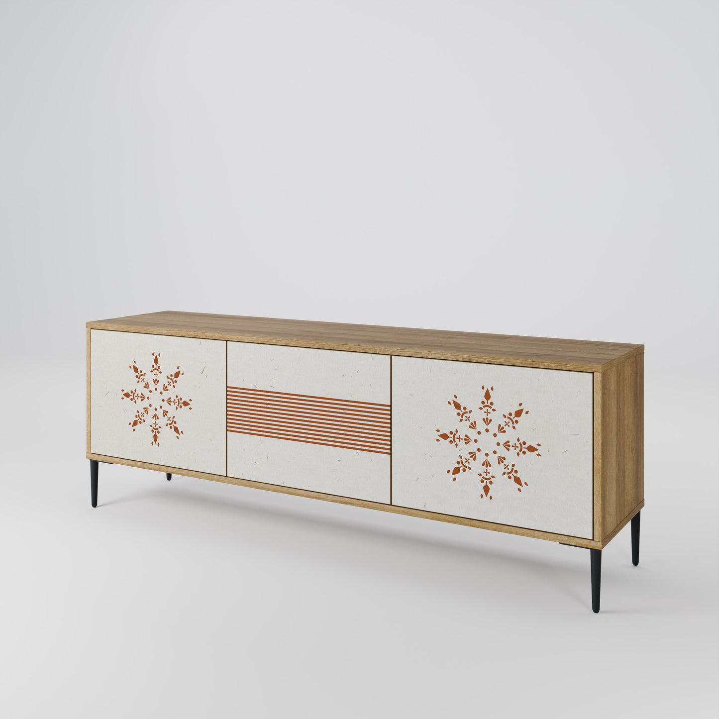DAILY HARMONY 3-Door TV Stand in Oak Effect