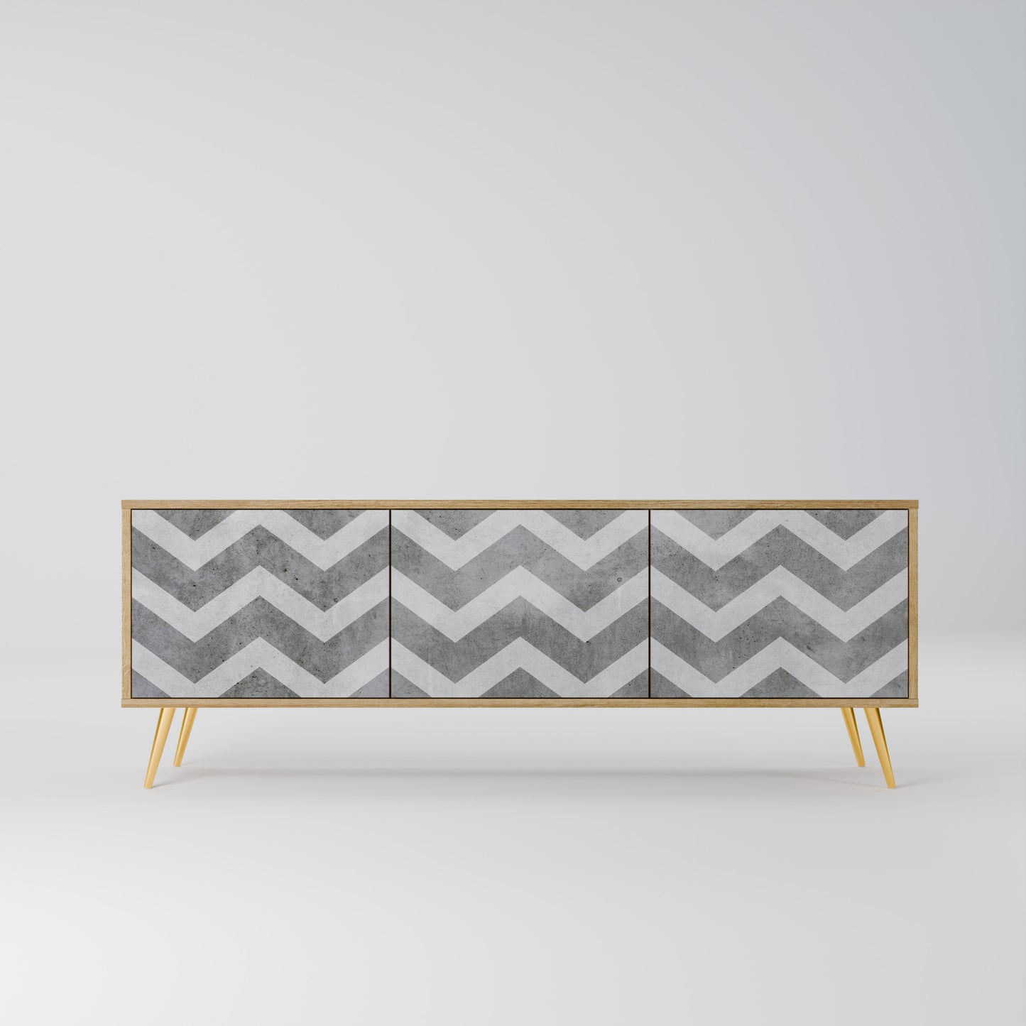 TOUGH ZIG ZAG 3-Door TV Stand in Oak Effect