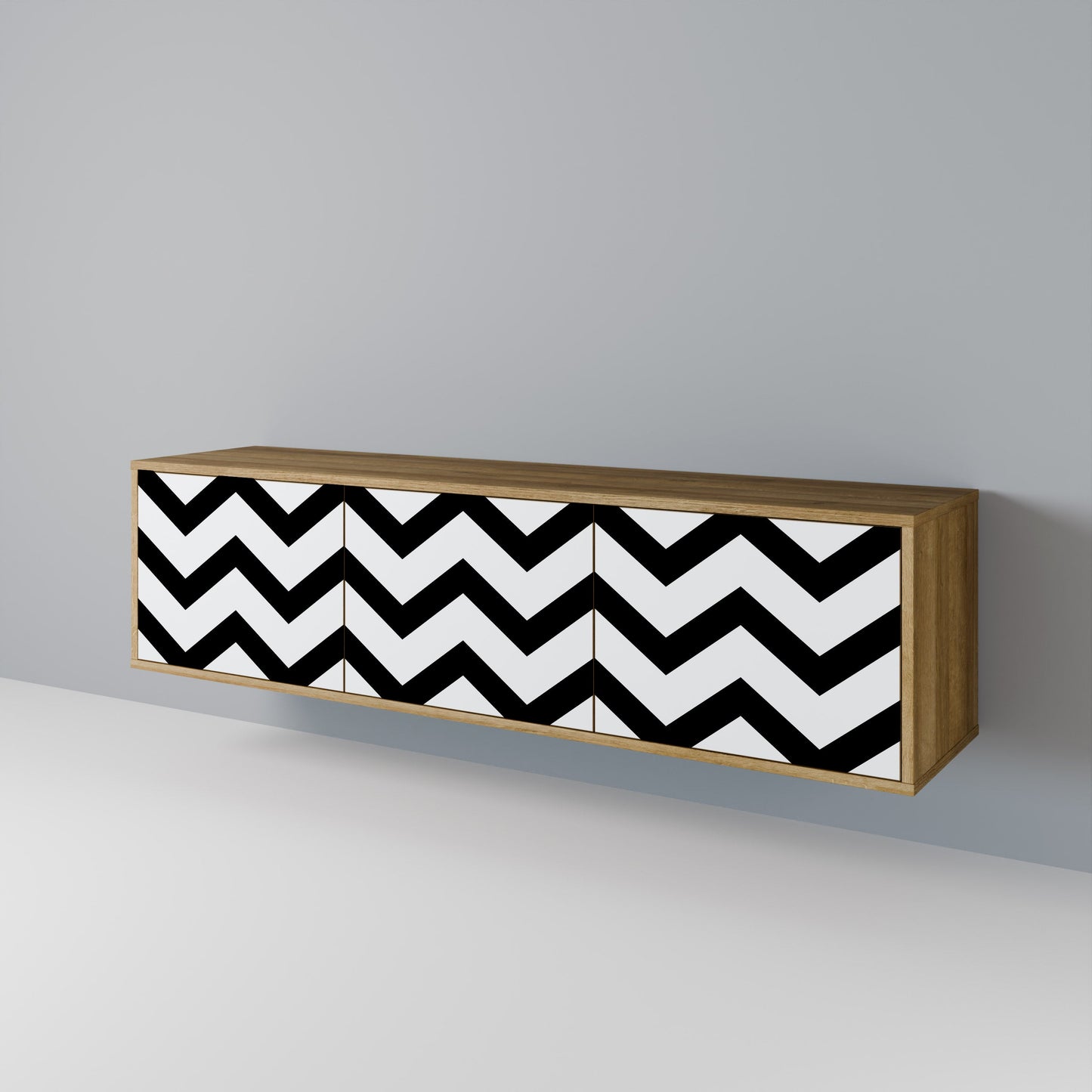 CLASSIC ZIG ZAG 3-Door TV Stand in Oak Effect
