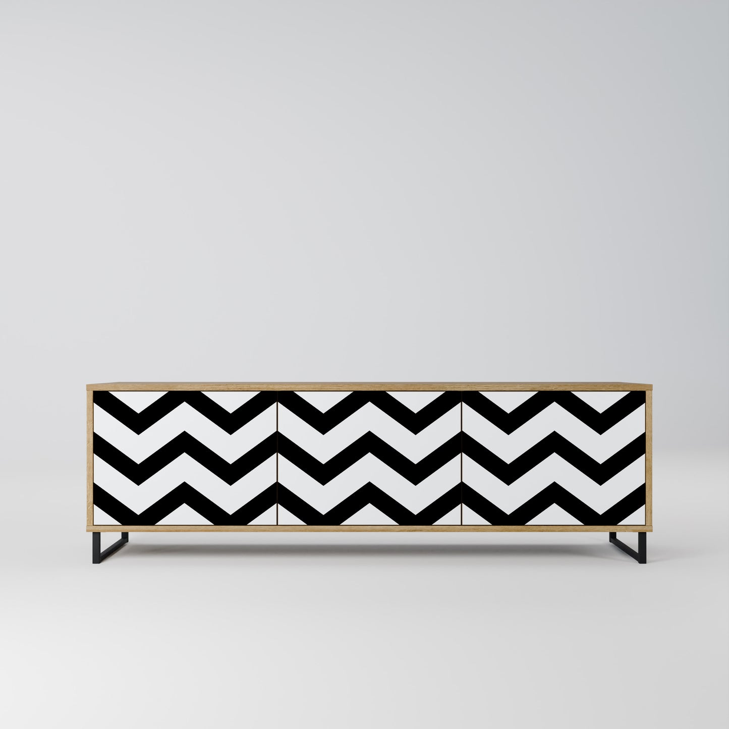 CLASSIC ZIG ZAG 3-Door TV Stand in Oak Effect