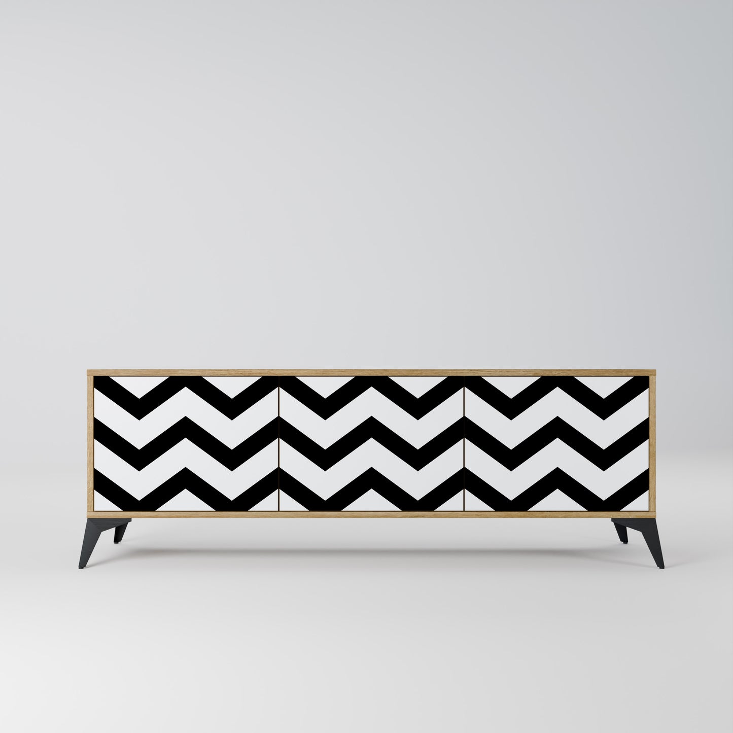 CLASSIC ZIG ZAG 3-Door TV Stand in Oak Effect