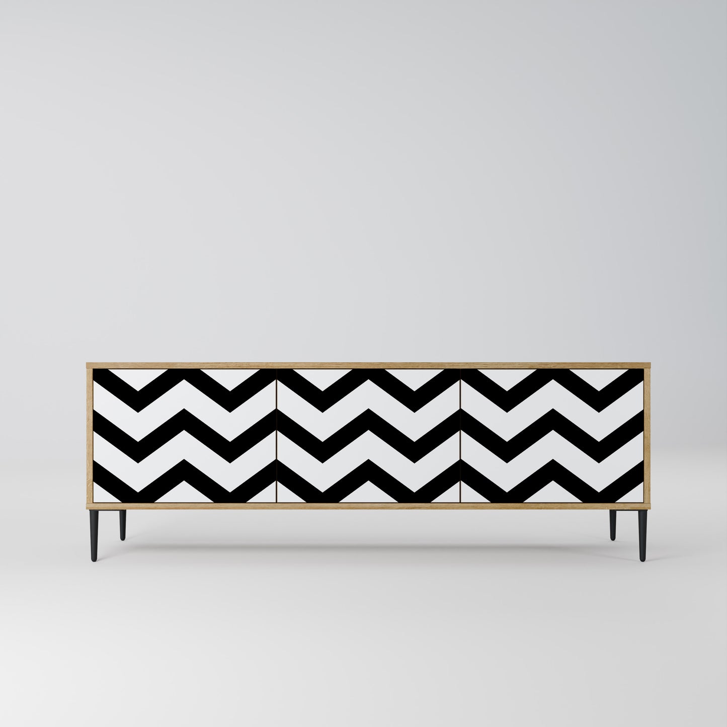 CLASSIC ZIG ZAG 3-Door TV Stand in Oak Effect