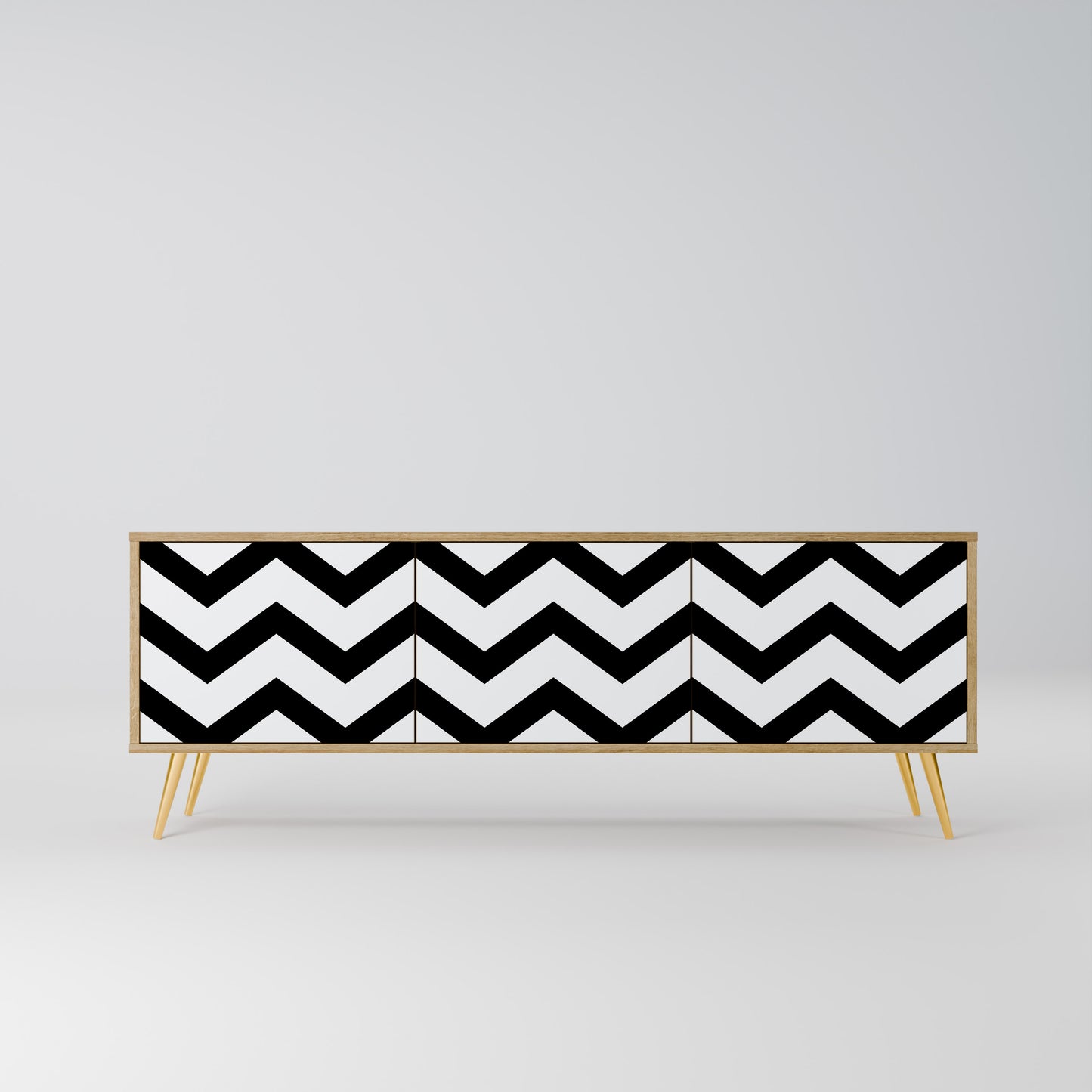 CLASSIC ZIG ZAG 3-Door TV Stand in Oak Effect