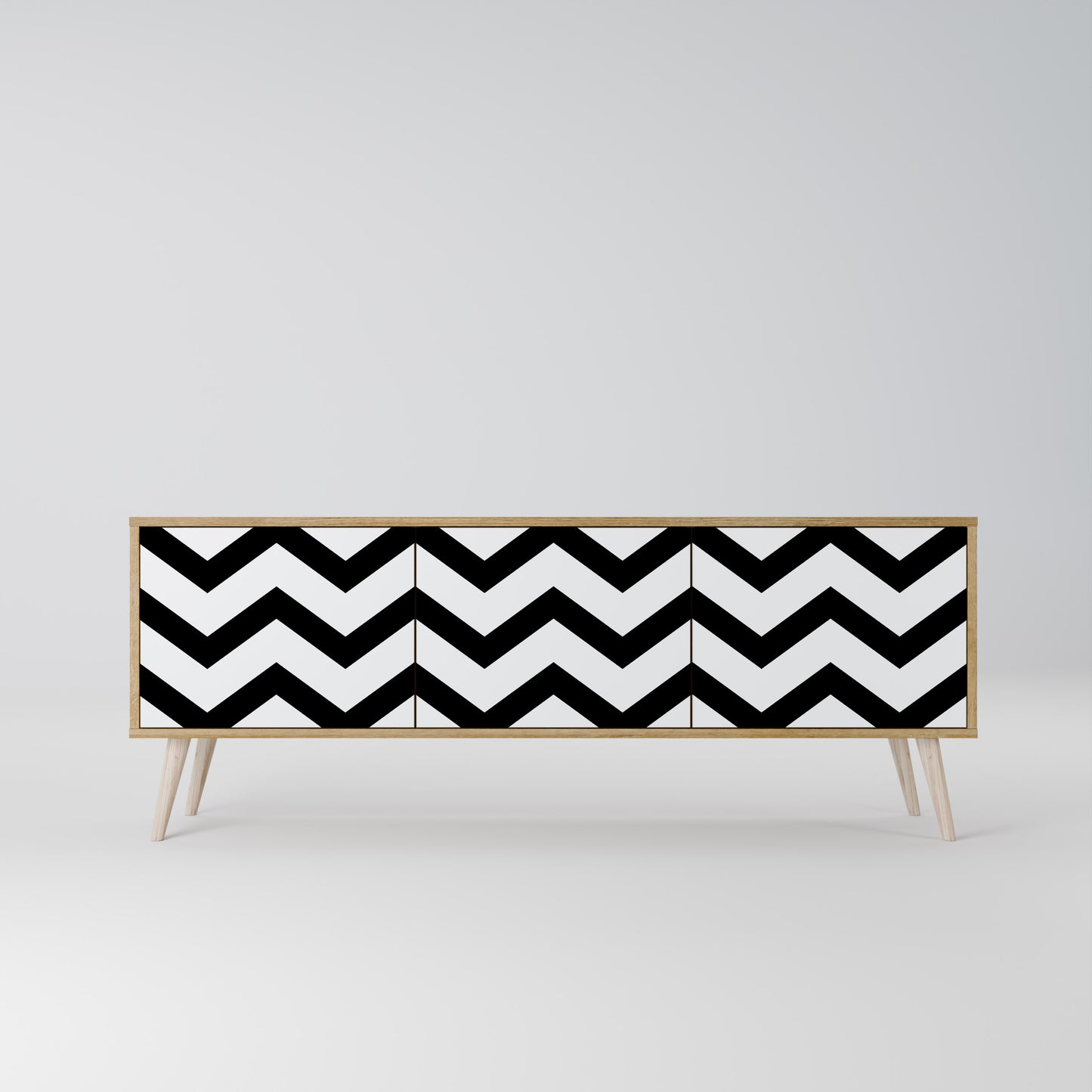 CLASSIC ZIG ZAG 3-Door TV Stand in Oak Effect