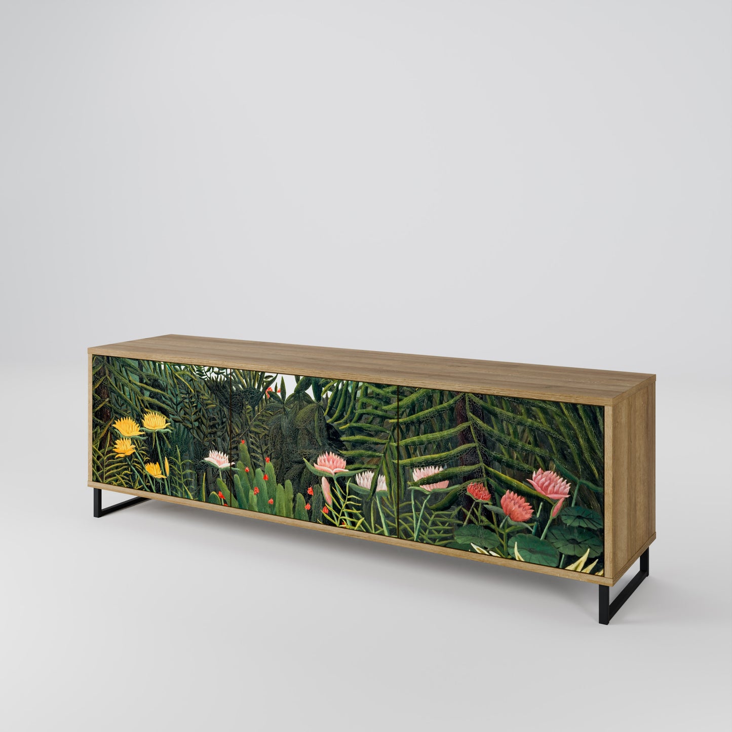 VIRGIN FOREST WITH SUNSET 3-Door TV Stand in Oak Effect