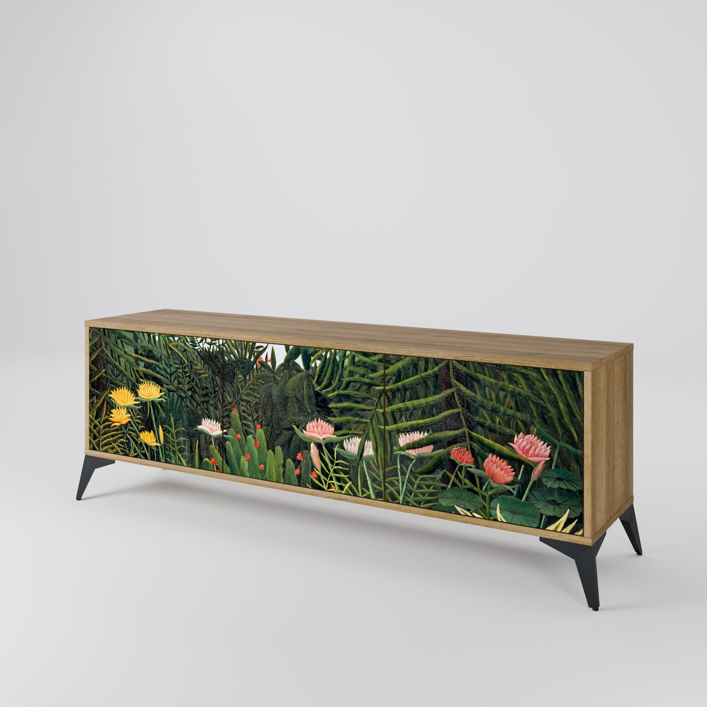 VIRGIN FOREST WITH SUNSET 3-Door TV Stand in Oak Effect