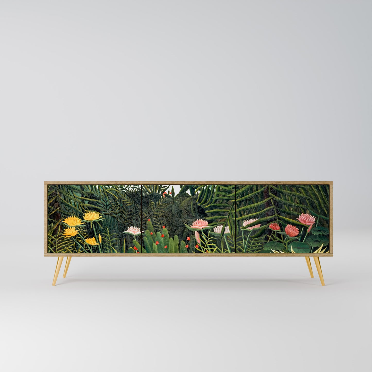 VIRGIN FOREST WITH SUNSET 3-Door TV Stand in Oak Effect