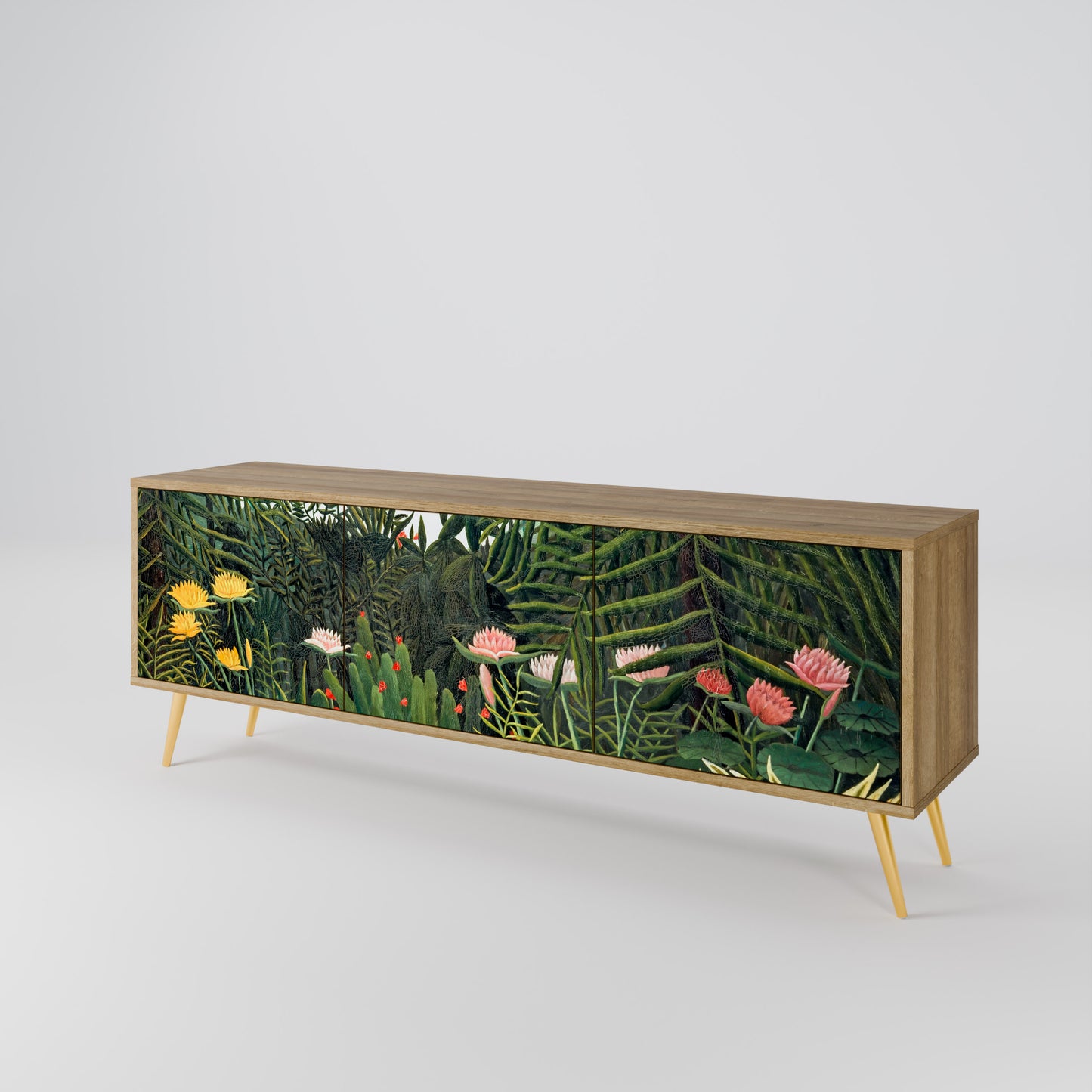 VIRGIN FOREST WITH SUNSET 3-Door TV Stand in Oak Effect