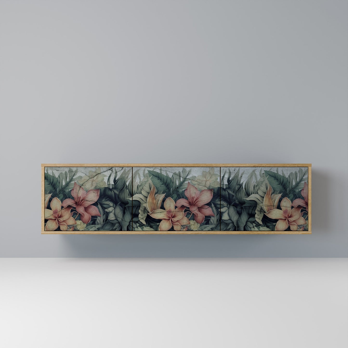 HEAVENLY BLOOM 3-Door TV Stand in Oak Effect