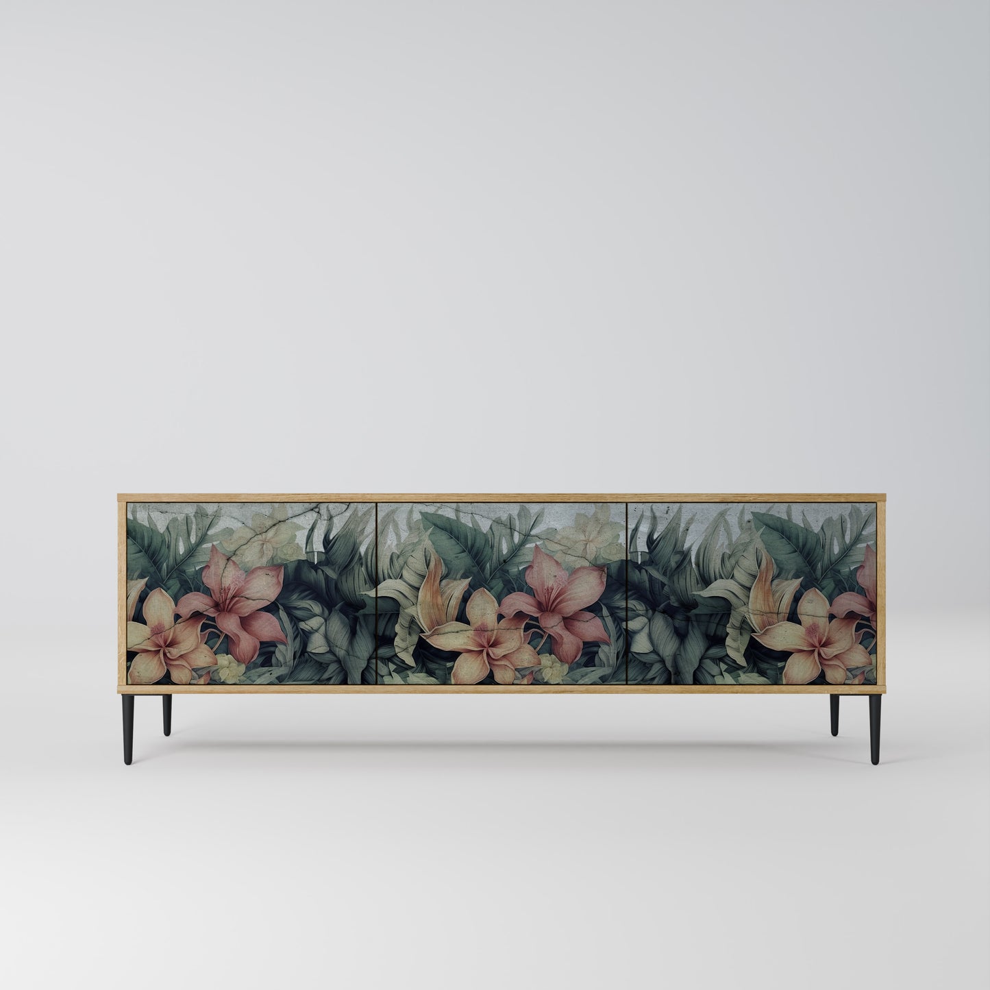 HEAVENLY BLOOM 3-Door TV Stand in Oak Effect
