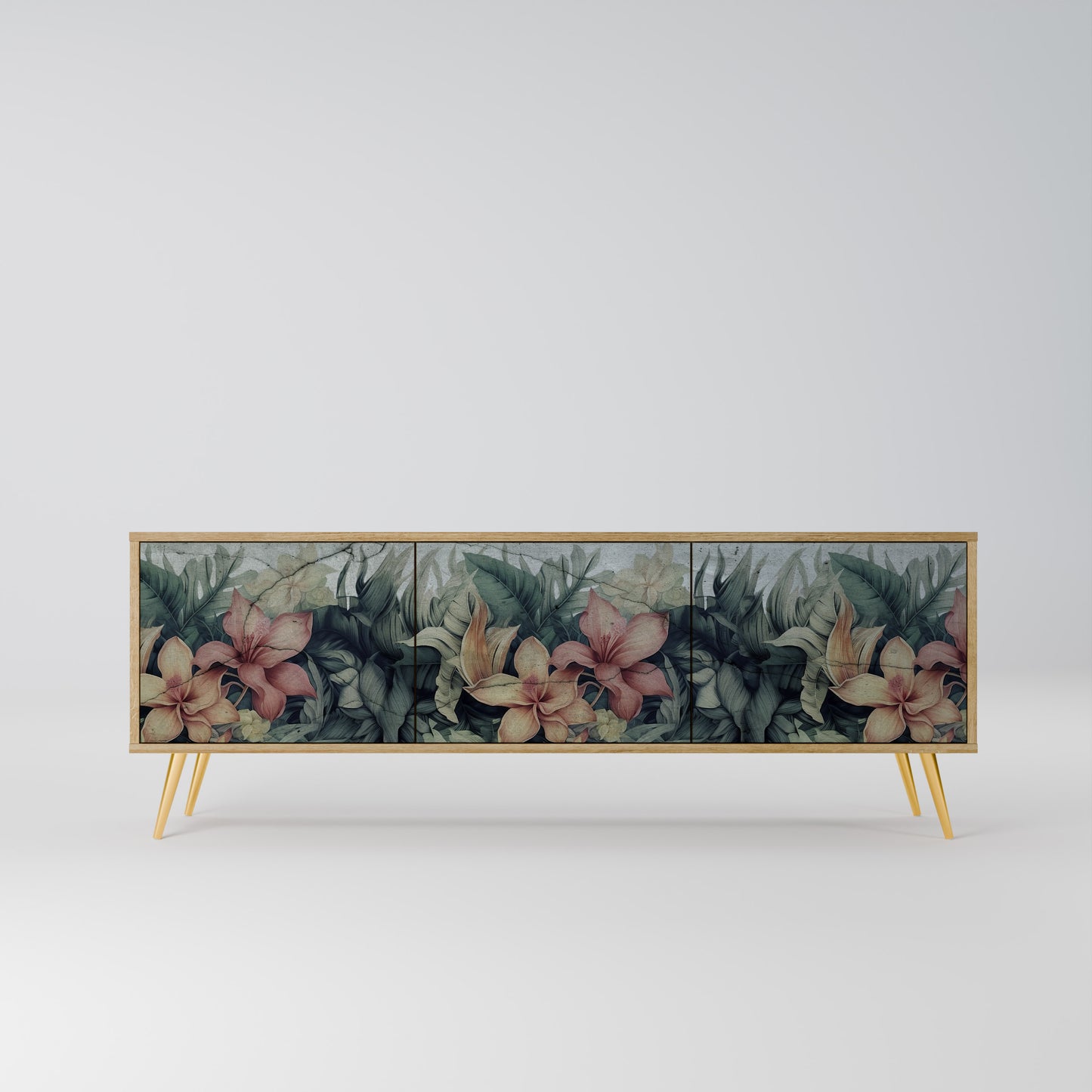HEAVENLY BLOOM 3-Door TV Stand in Oak Effect