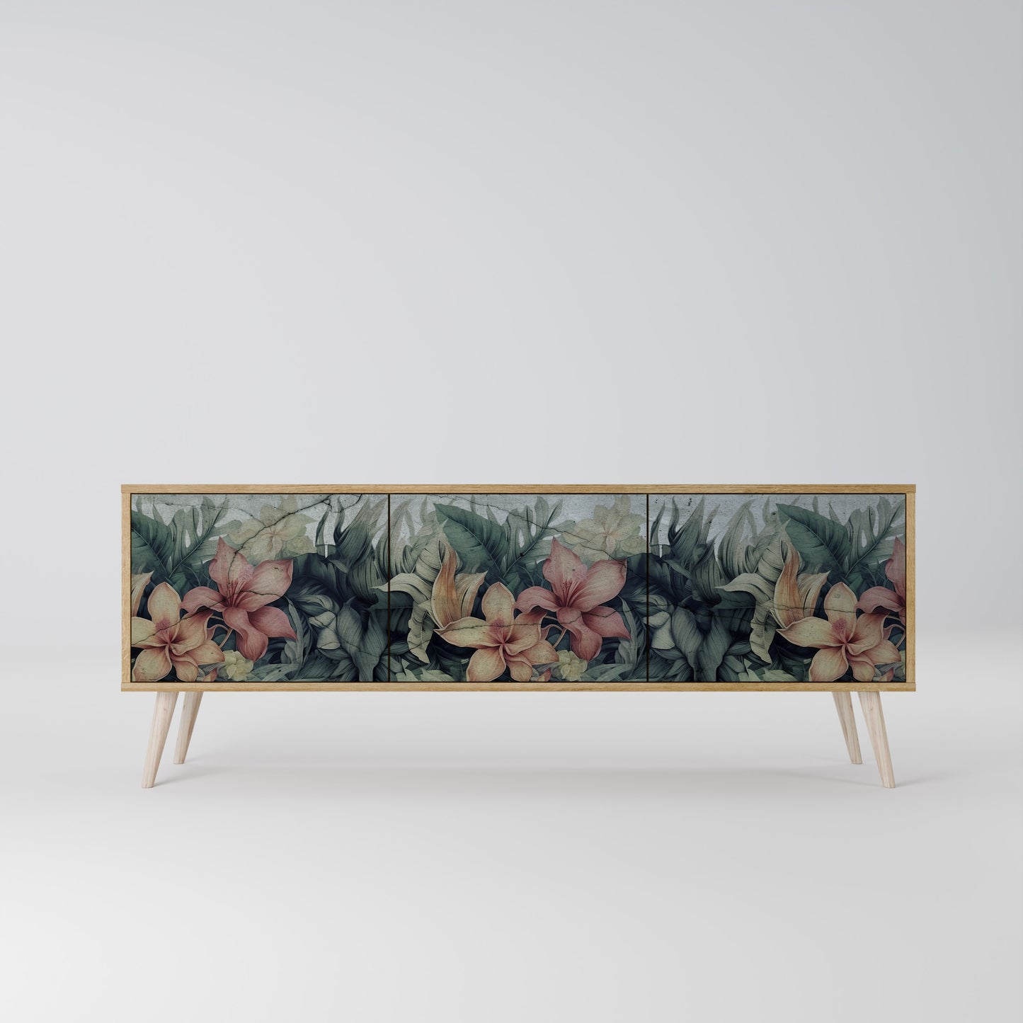 HEAVENLY BLOOM 3-Door TV Stand in Oak Effect