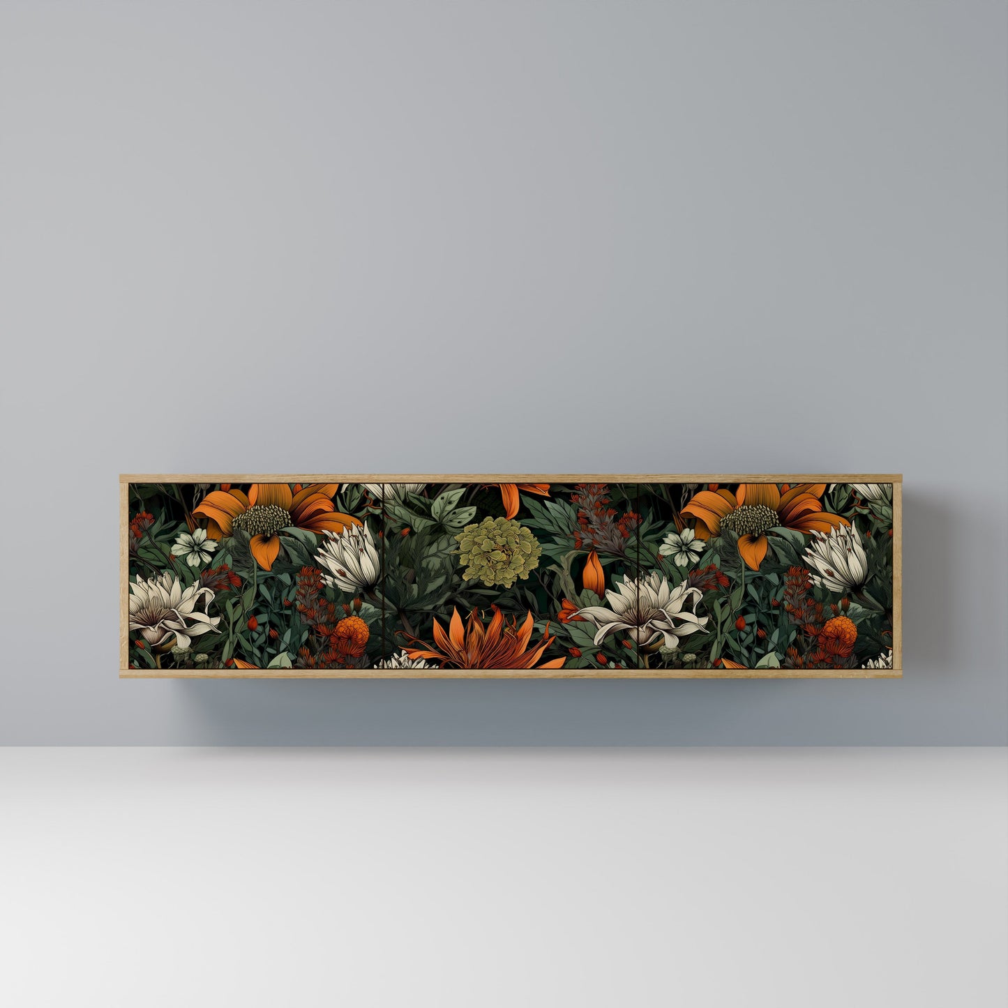 MIDNIGHT SPROUT 3-Door TV Stand in Oak Effect