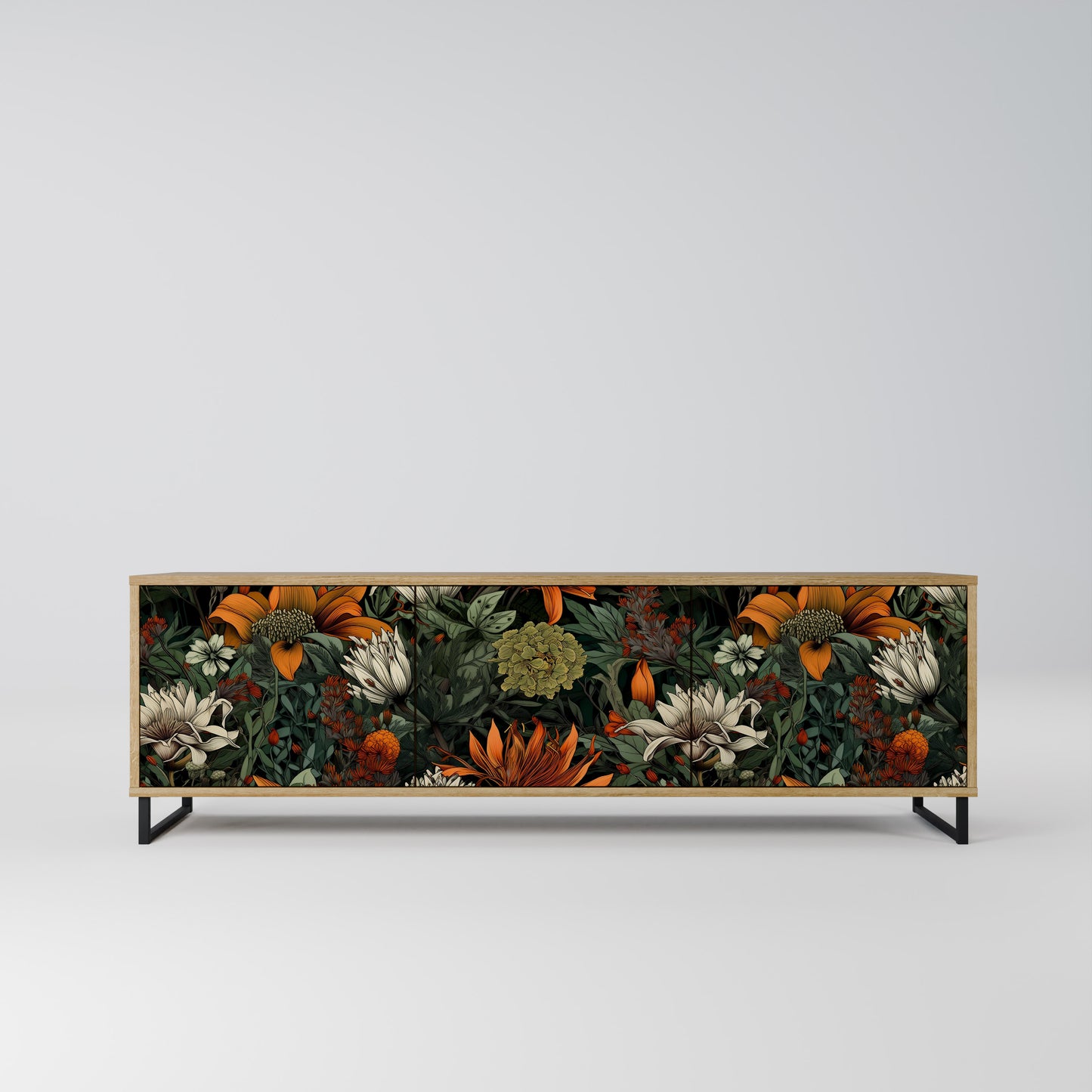 MIDNIGHT SPROUT 3-Door TV Stand in Oak Effect