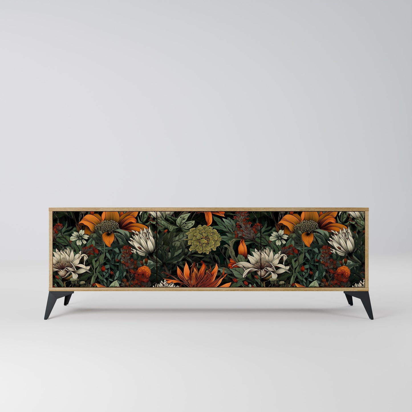 MIDNIGHT SPROUT 3-Door TV Stand in Oak Effect