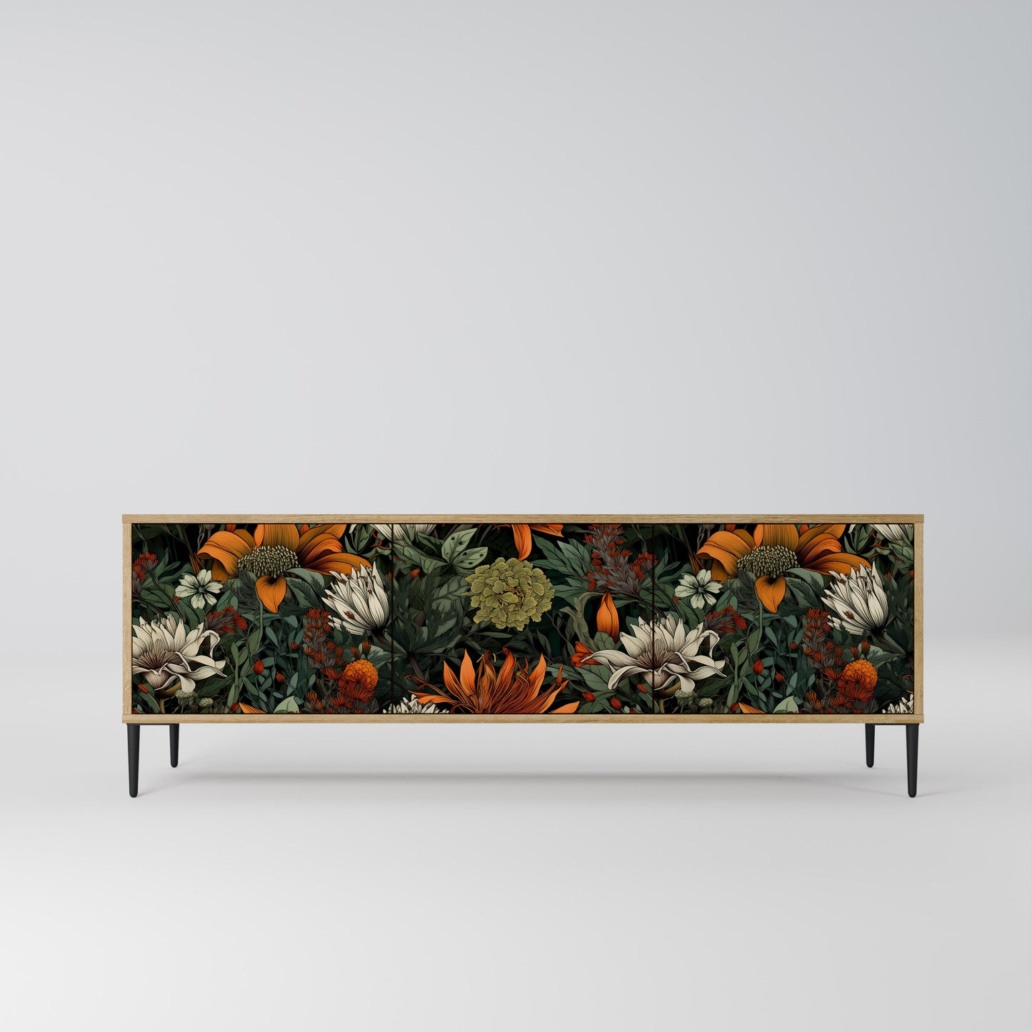 MIDNIGHT SPROUT 3-Door TV Stand in Oak Effect