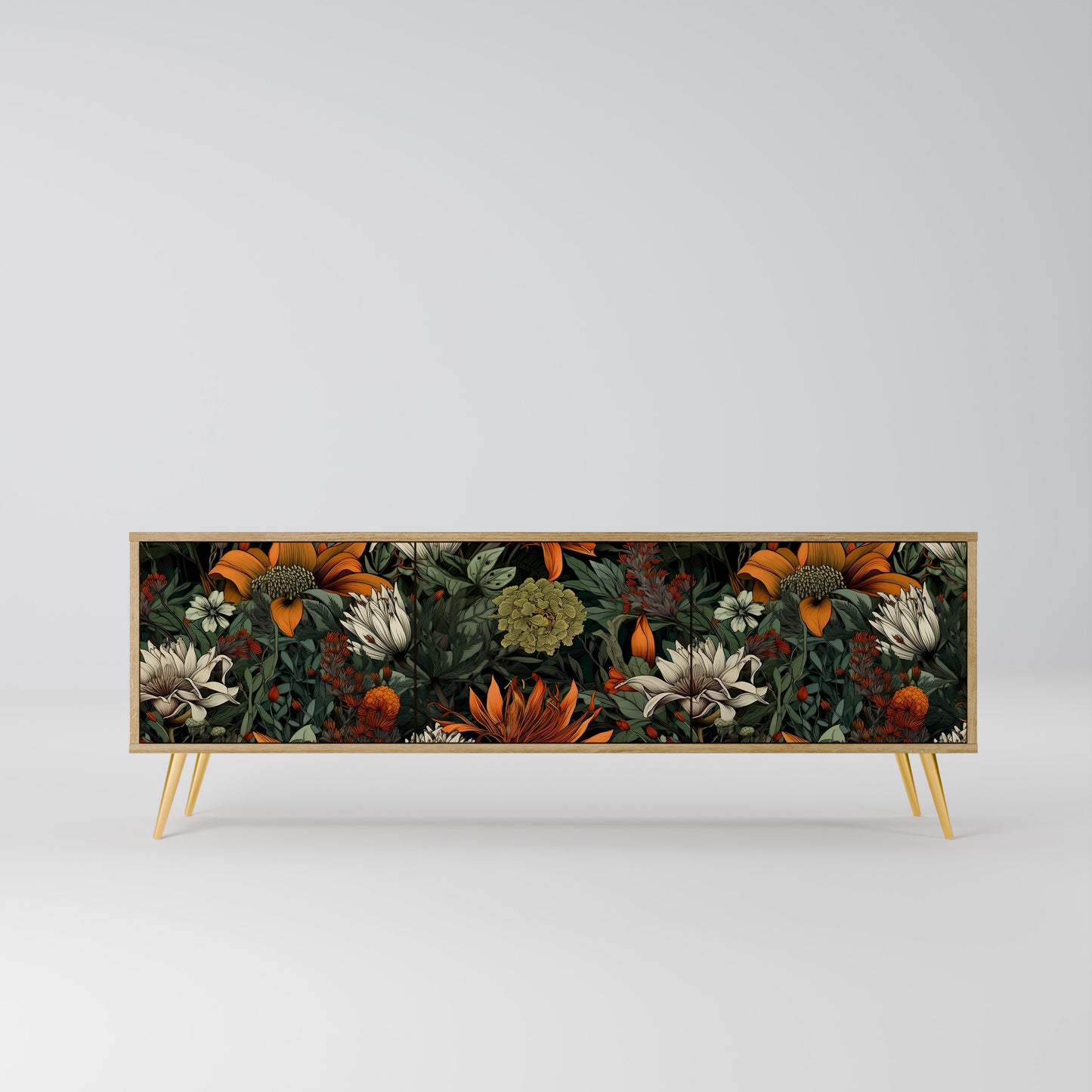MIDNIGHT SPROUT 3-Door TV Stand in Oak Effect