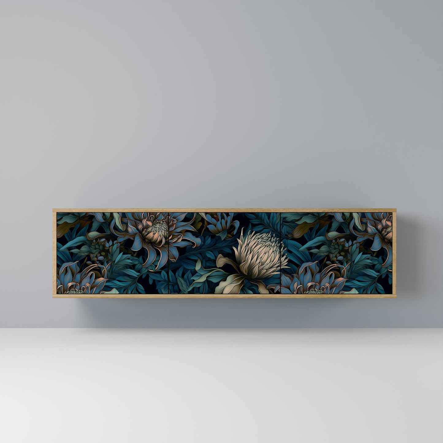 TWILIGHT BLOOM 3-Door TV Stand in Oak Effect