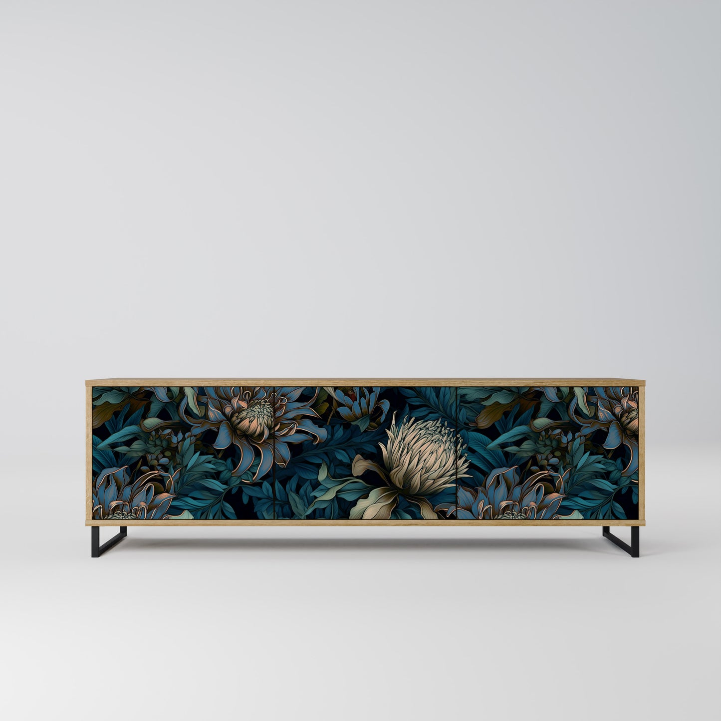 TWILIGHT BLOOM 3-Door TV Stand in Oak Effect