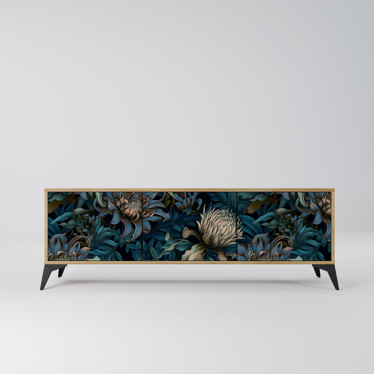 TWILIGHT BLOOM 3-Door TV Stand in Oak Effect