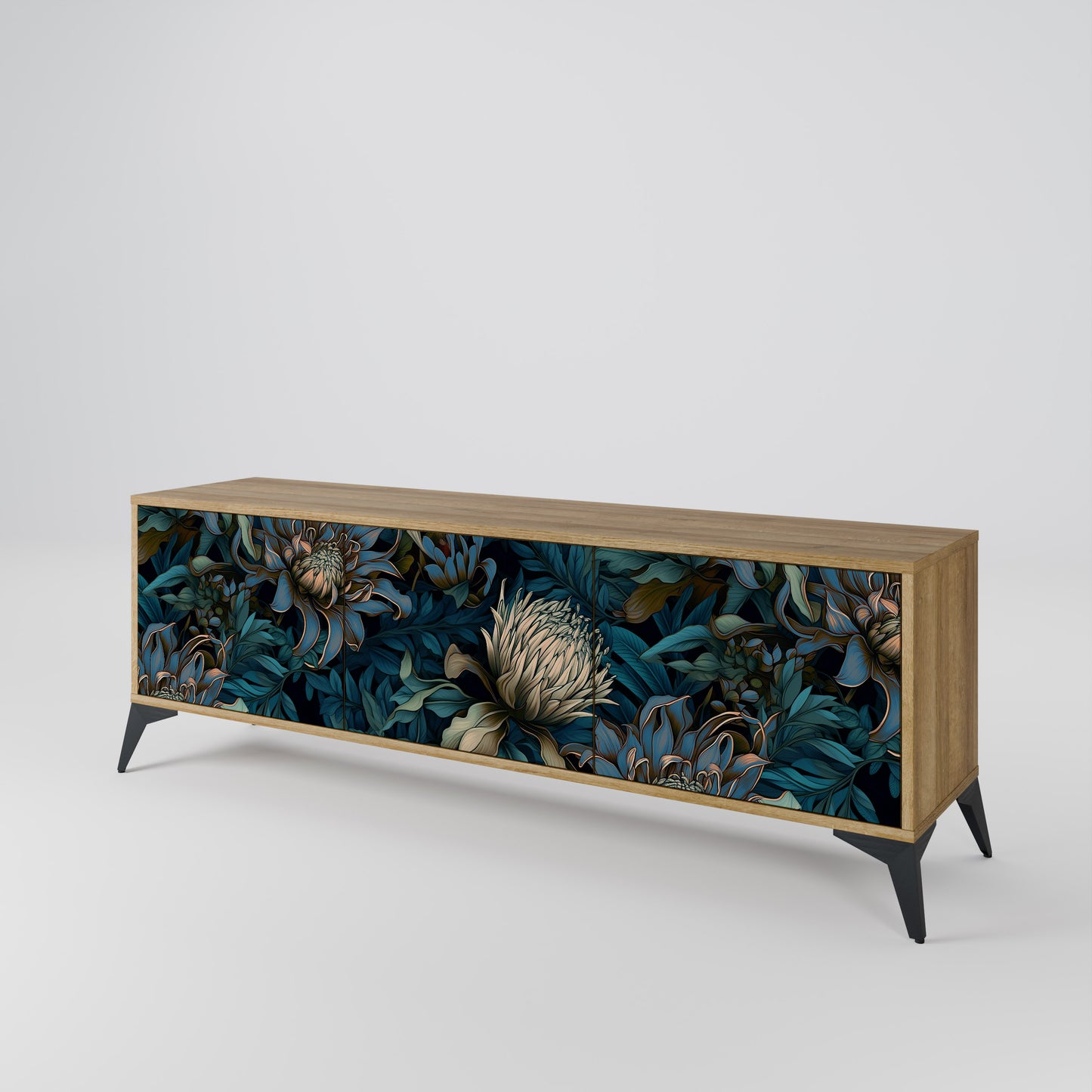 TWILIGHT BLOOM 3-Door TV Stand in Oak Effect