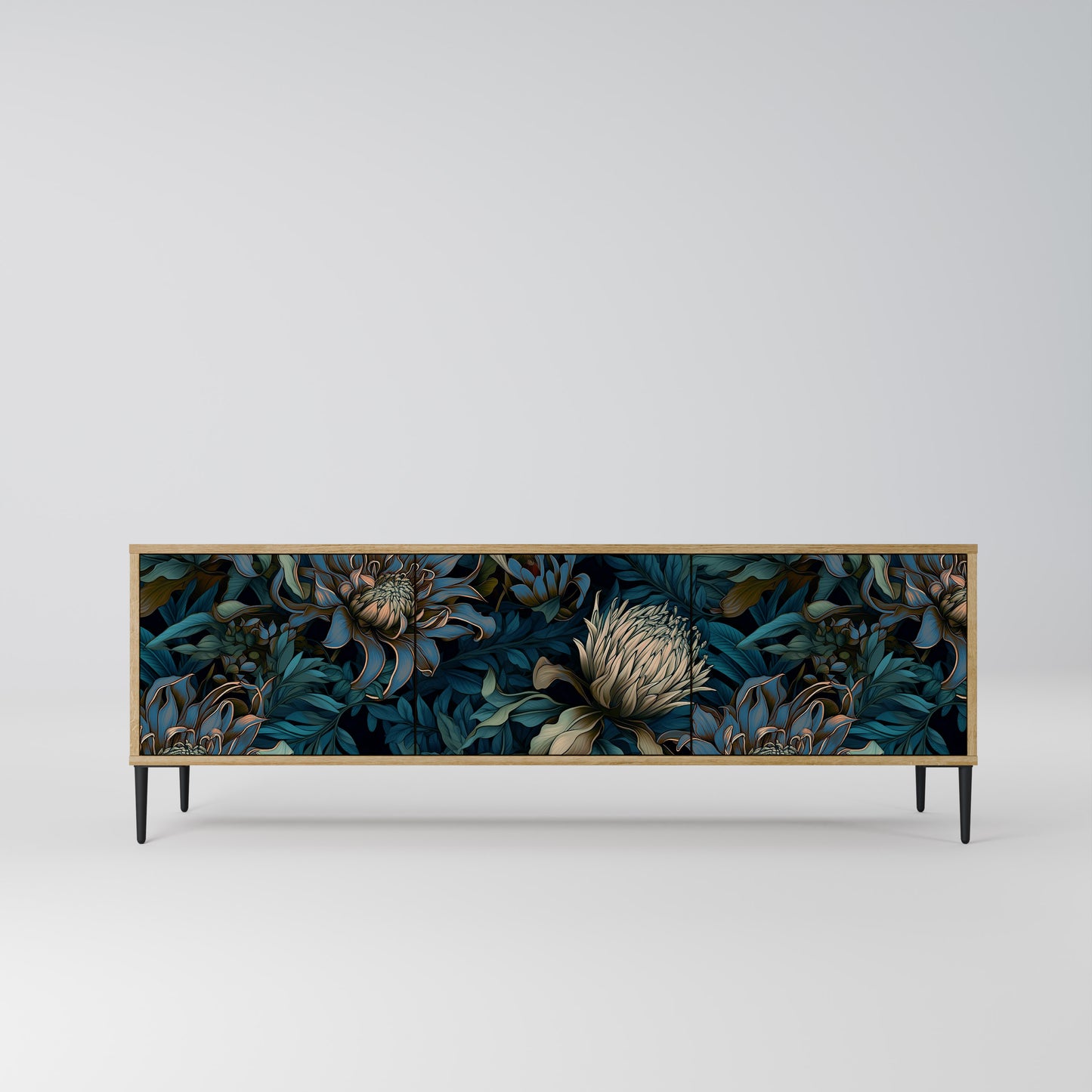 TWILIGHT BLOOM 3-Door TV Stand in Oak Effect