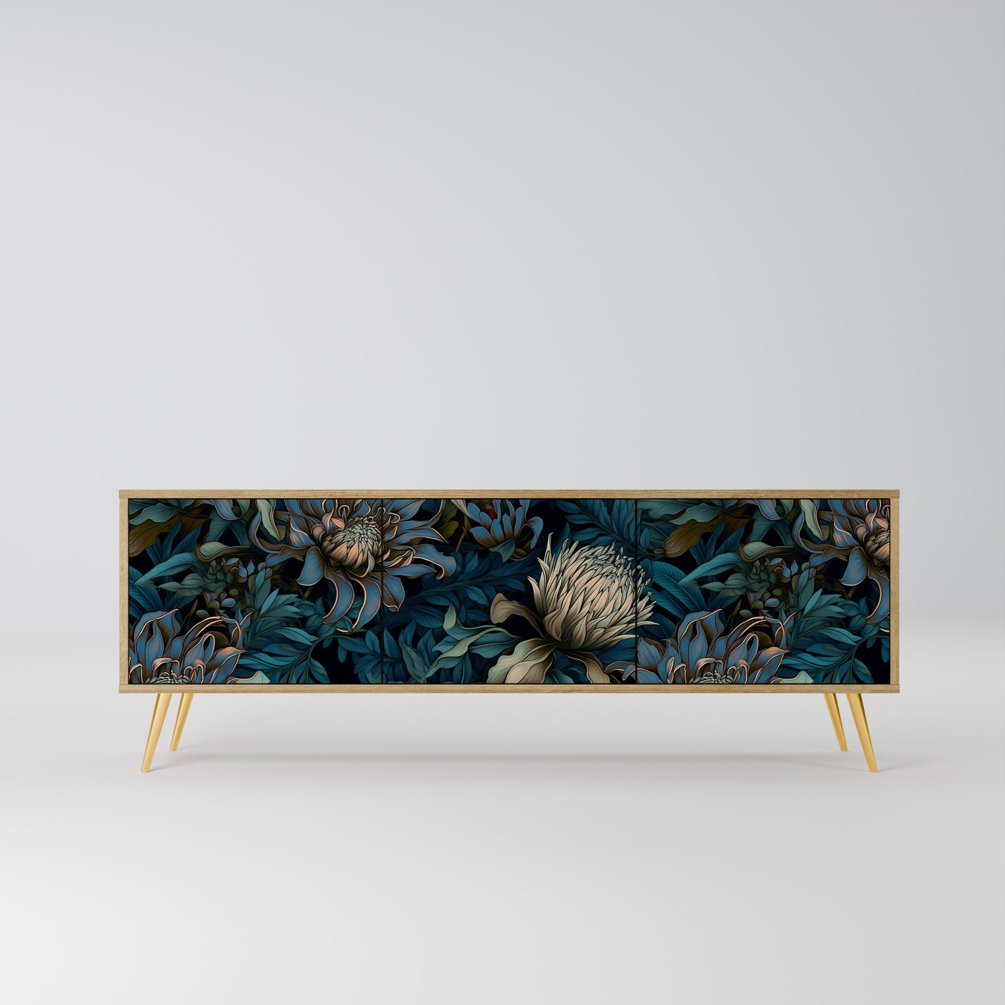 TWILIGHT BLOOM 3-Door TV Stand in Oak Effect